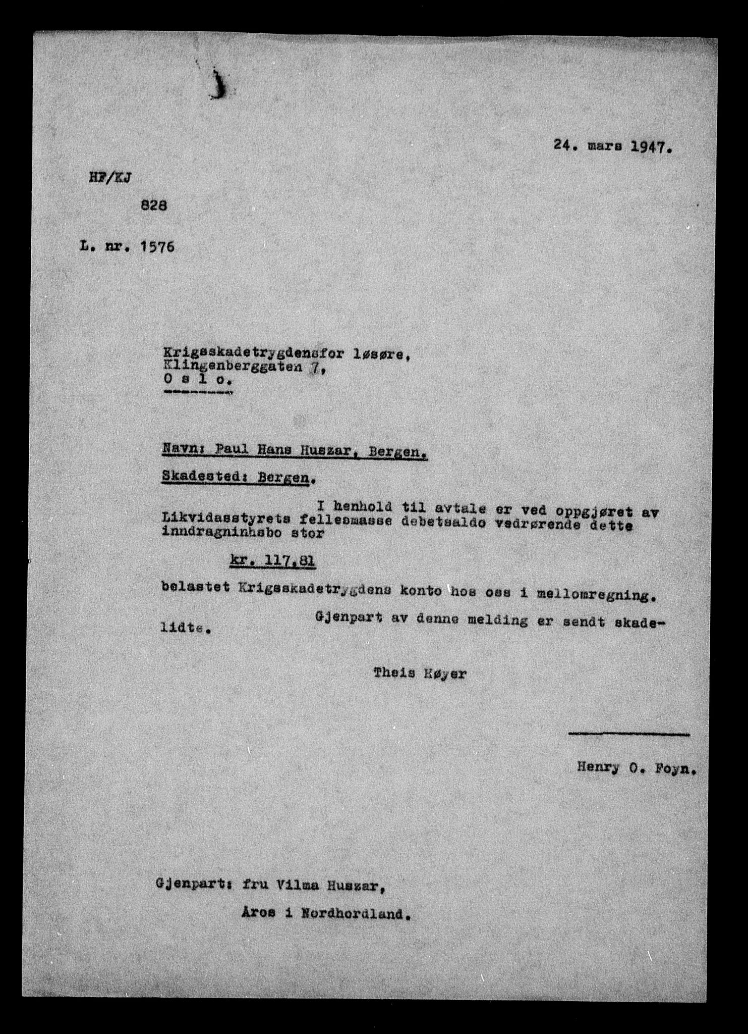 Justisdepartementet, Tilbakeføringskontoret for inndratte formuer, RA/S-1564/H/Hc/Hcd/L0999: --, 1945-1947, s. 142