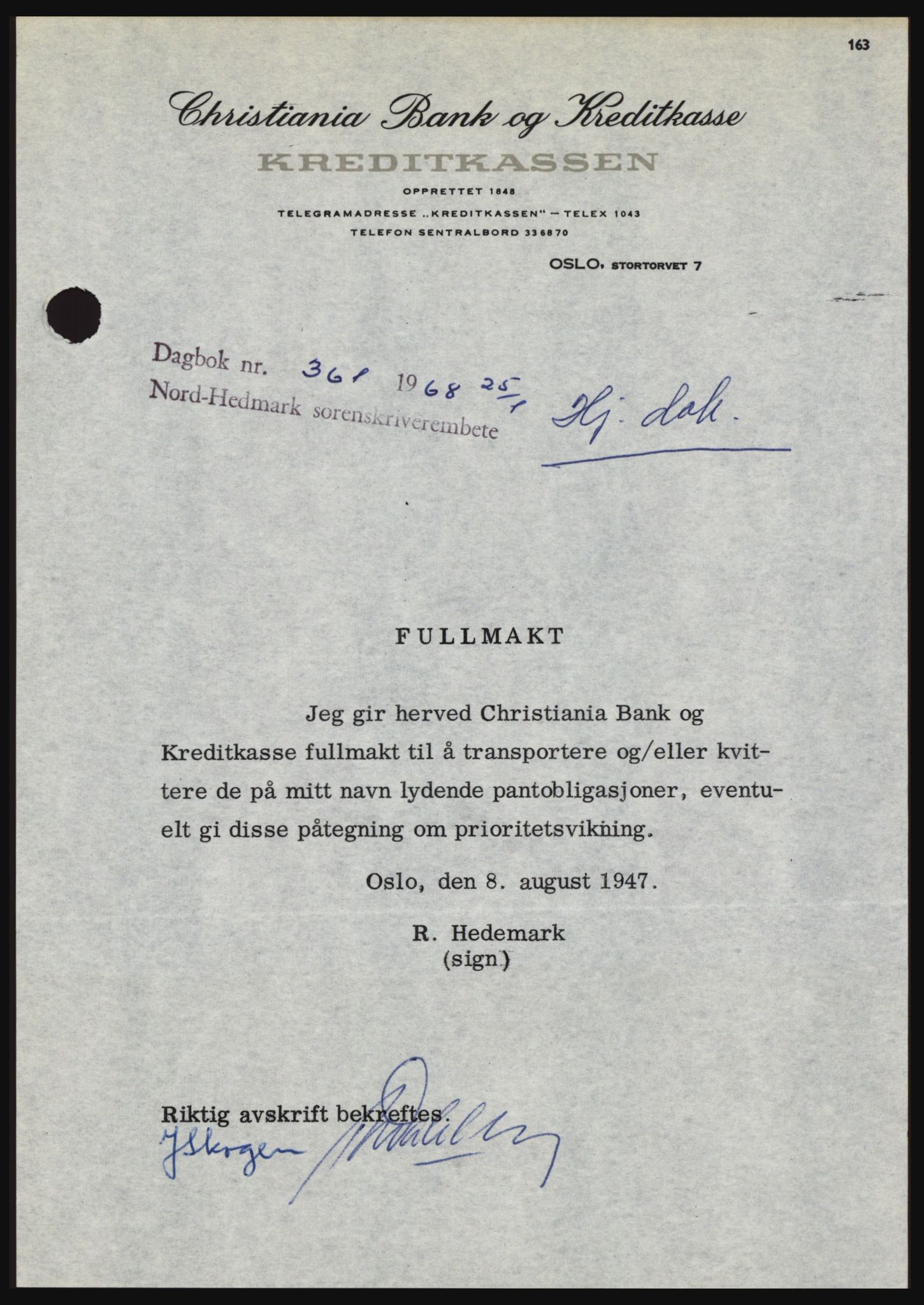Nord-Hedmark sorenskriveri, SAH/TING-012/H/Hc/L0027: Pantebok nr. 27, 1967-1968, Dagboknr: 361/1968