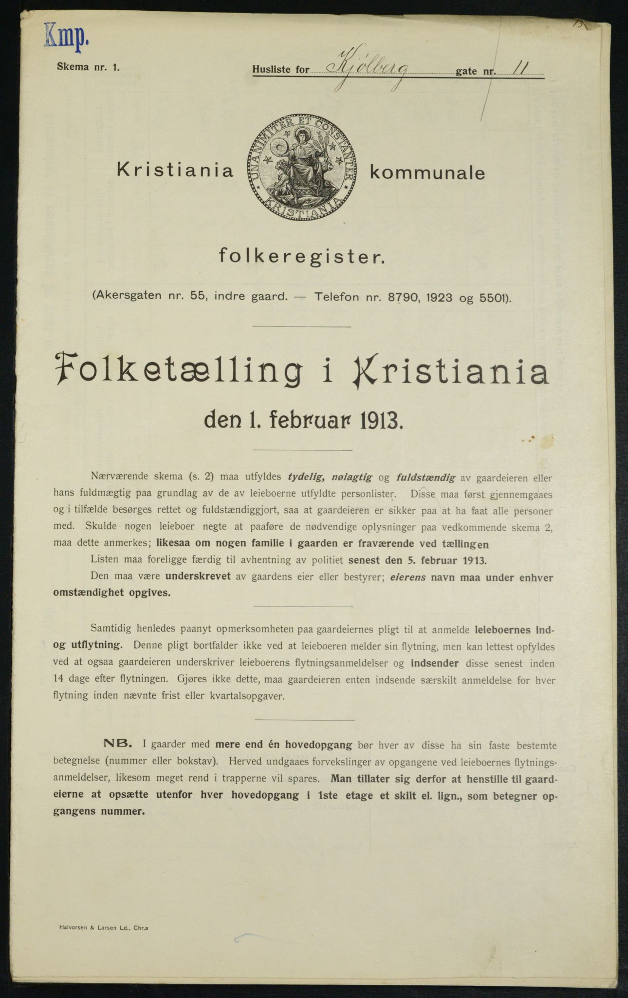 OBA, Kommunal folketelling 1.2.1913 for Kristiania, 1913, s. 51229