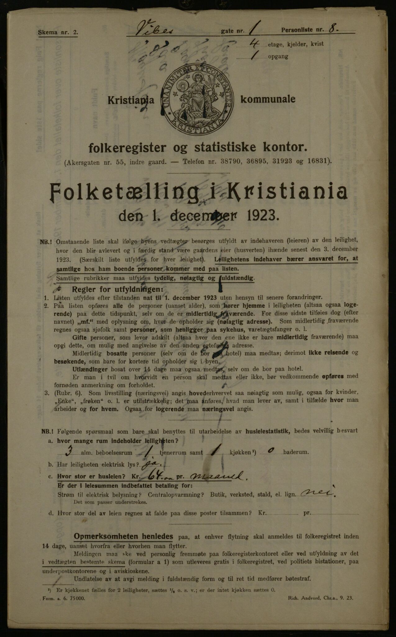 OBA, Kommunal folketelling 1.12.1923 for Kristiania, 1923, s. 135387