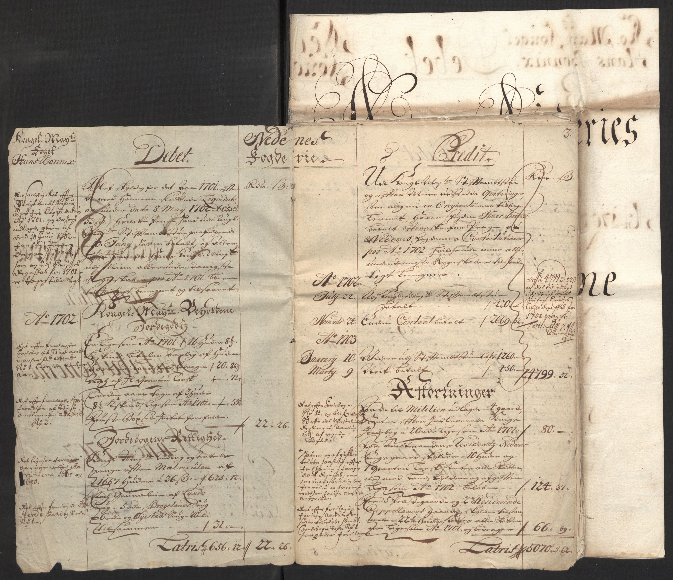 Rentekammeret inntil 1814, Reviderte regnskaper, Fogderegnskap, RA/EA-4092/R39/L2316: Fogderegnskap Nedenes, 1702-1703, s. 4