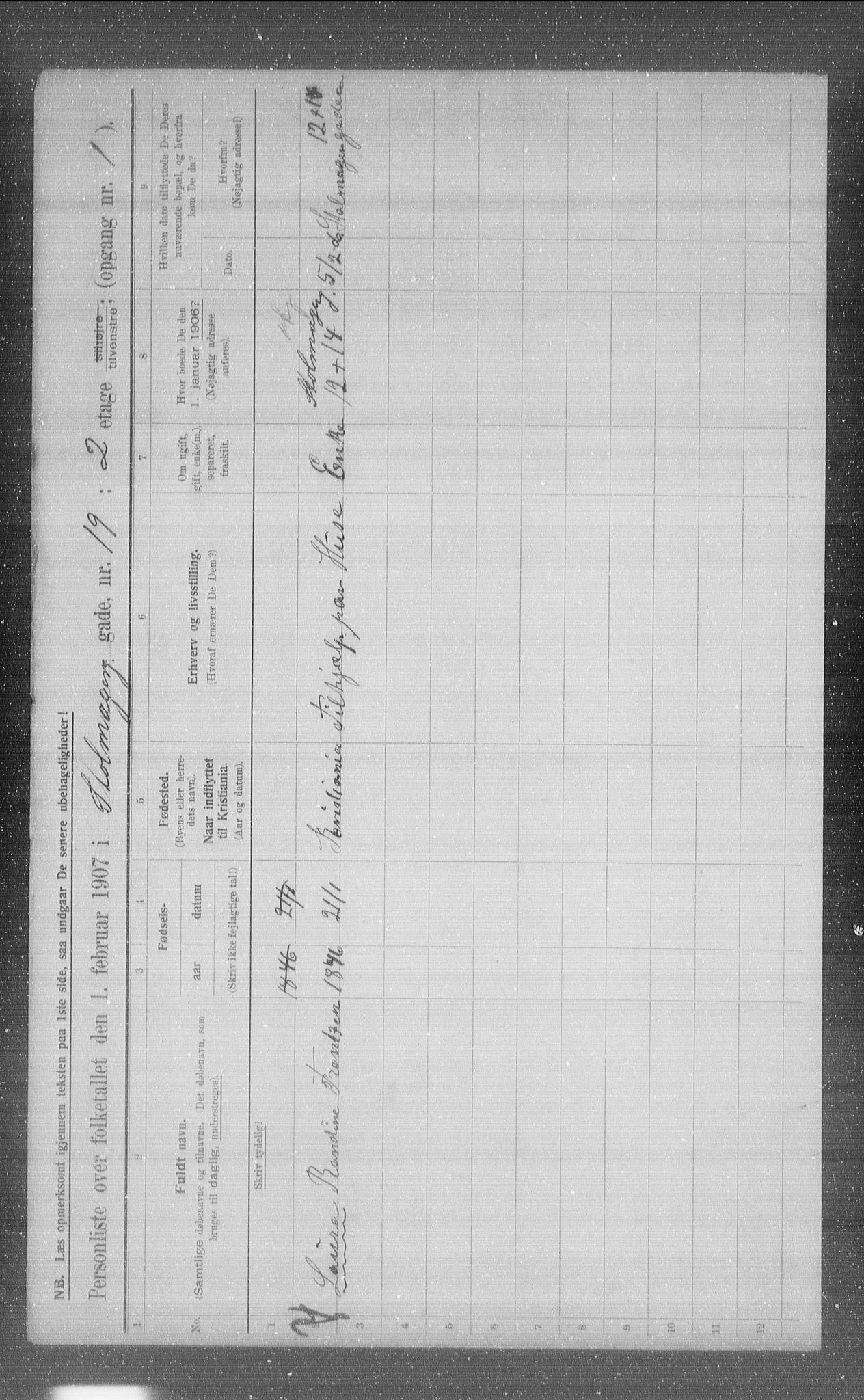 OBA, Kommunal folketelling 1.2.1907 for Kristiania kjøpstad, 1907, s. 52318