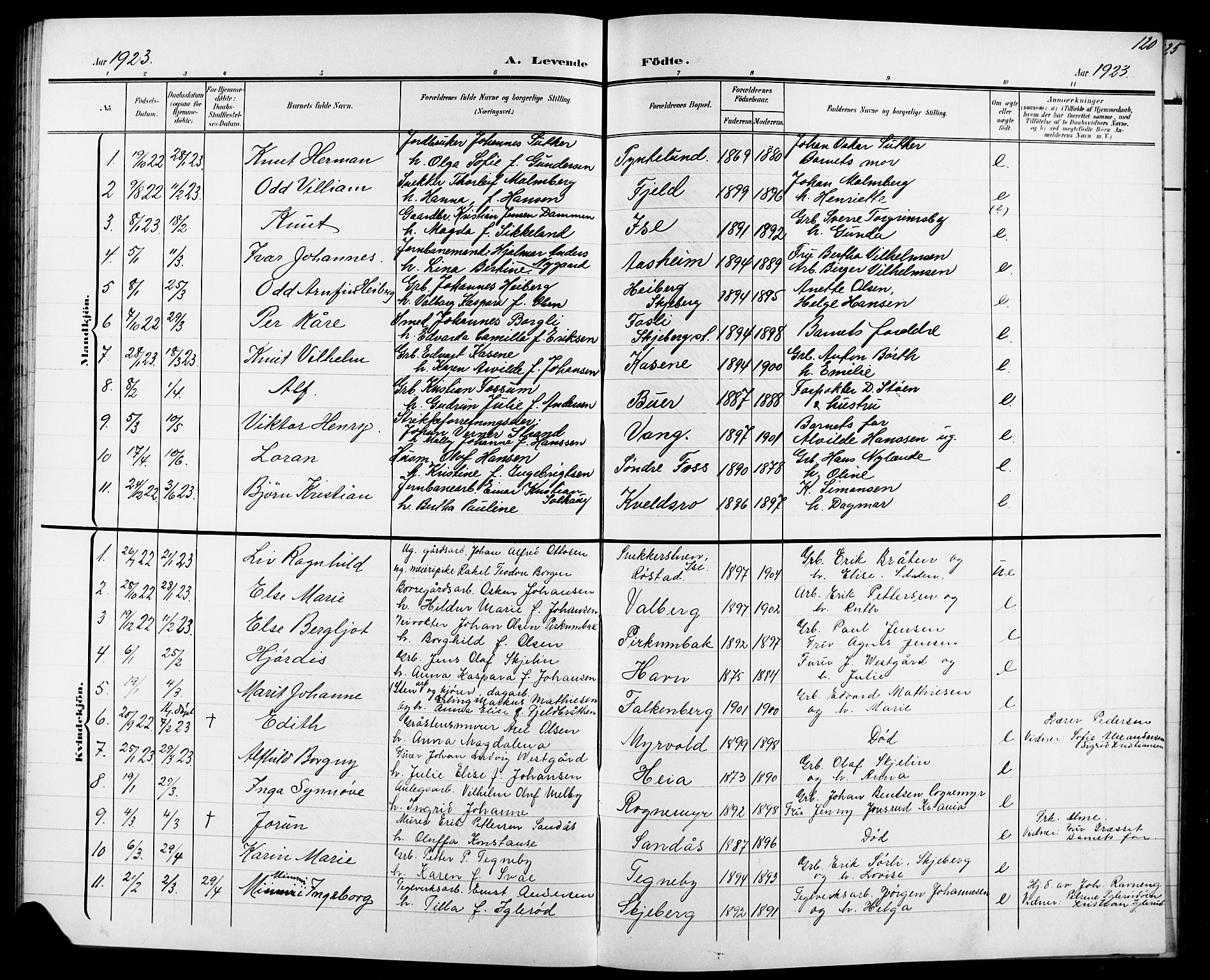 Skjeberg prestekontor Kirkebøker, AV/SAO-A-10923/G/Ga/L0002: Klokkerbok nr. I 2, 1901-1924, s. 120