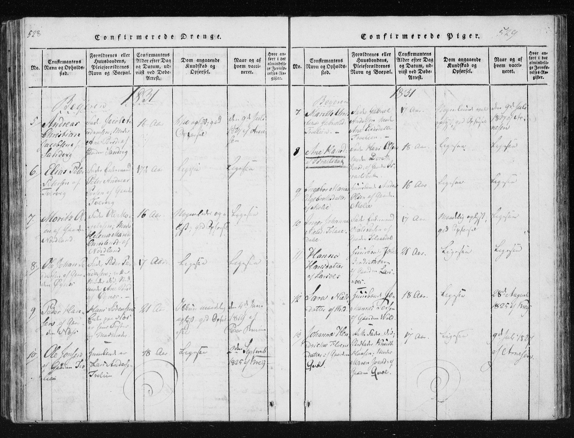 Ministerialprotokoller, klokkerbøker og fødselsregistre - Nordland, AV/SAT-A-1459/805/L0096: Ministerialbok nr. 805A03, 1820-1837, s. 528-529