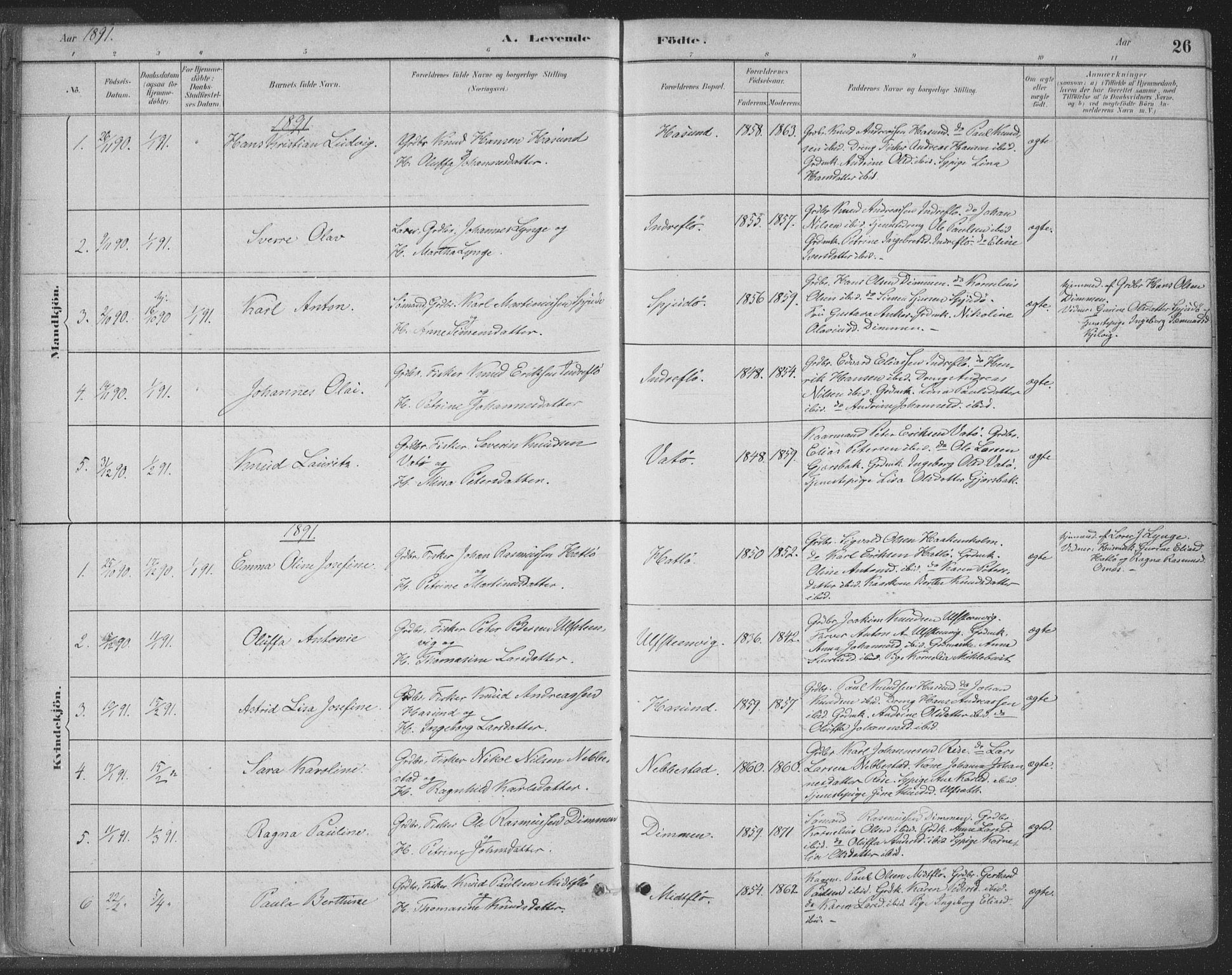 Ministerialprotokoller, klokkerbøker og fødselsregistre - Møre og Romsdal, SAT/A-1454/509/L0106: Ministerialbok nr. 509A04, 1883-1922, s. 26
