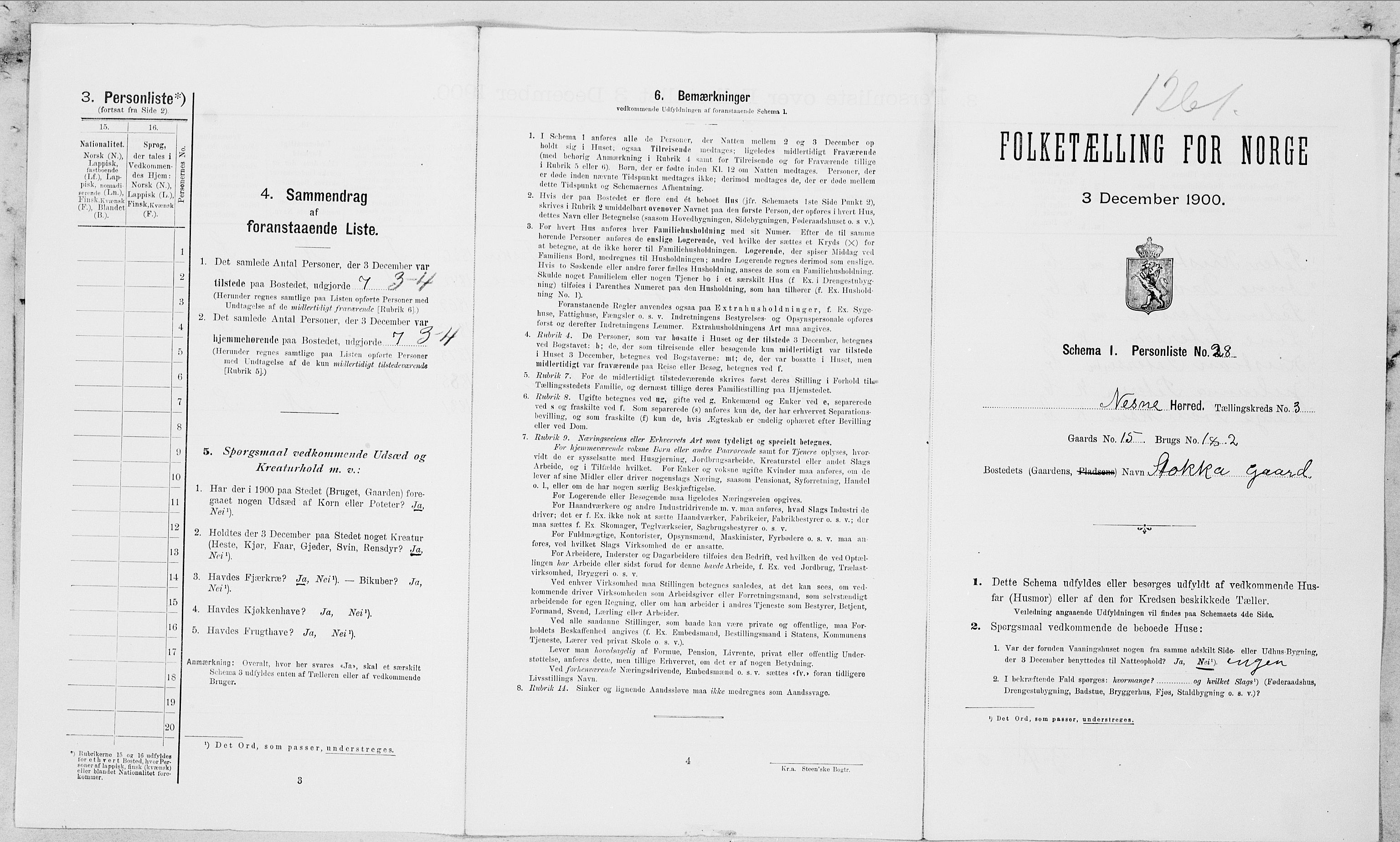 SAT, Folketelling 1900 for 1828 Nesna herred, 1900, s. 226