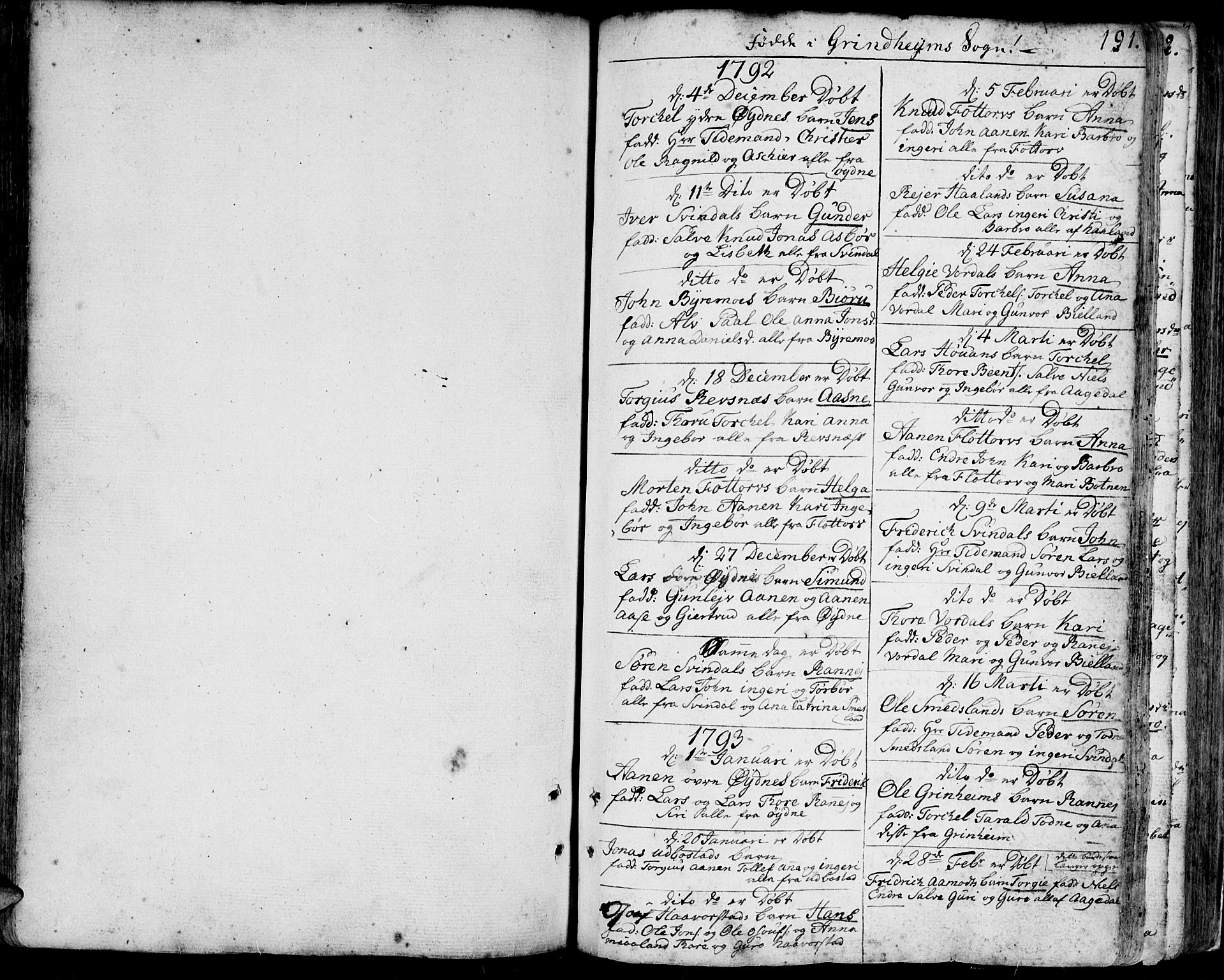 Bjelland sokneprestkontor, SAK/1111-0005/F/Fa/Faa/L0001: Ministerialbok nr. A 1 /3, 1793-1815, s. 191