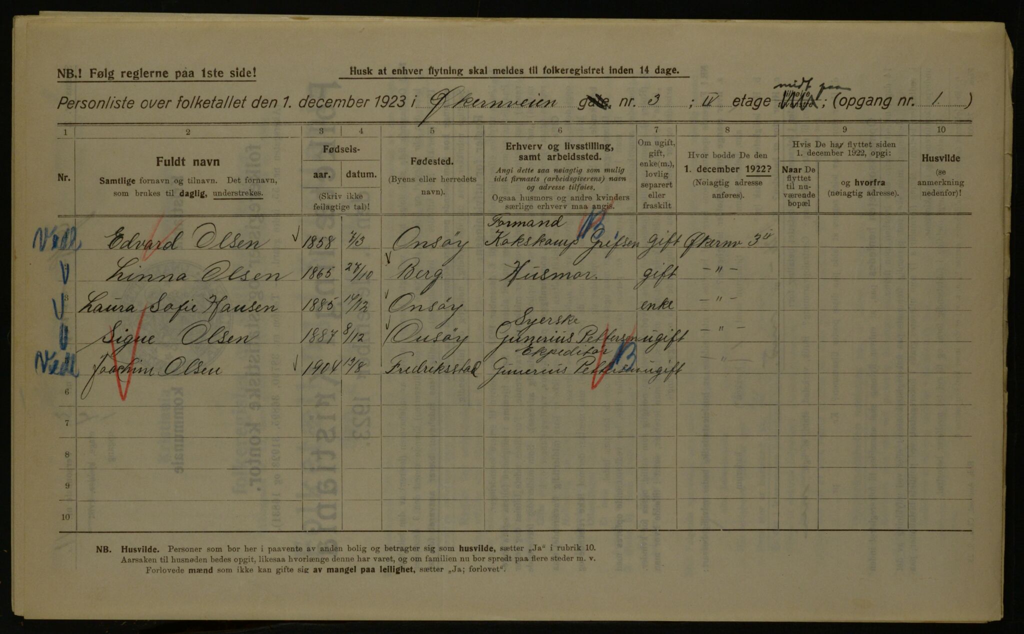 OBA, Kommunal folketelling 1.12.1923 for Kristiania, 1923, s. 141964