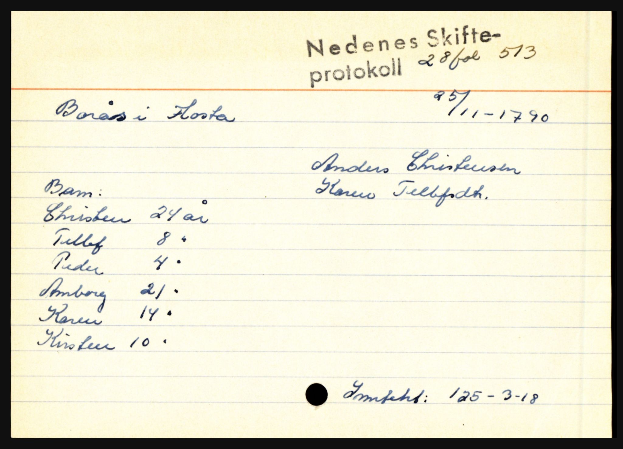 Nedenes sorenskriveri før 1824, AV/SAK-1221-0007/H, s. 3491