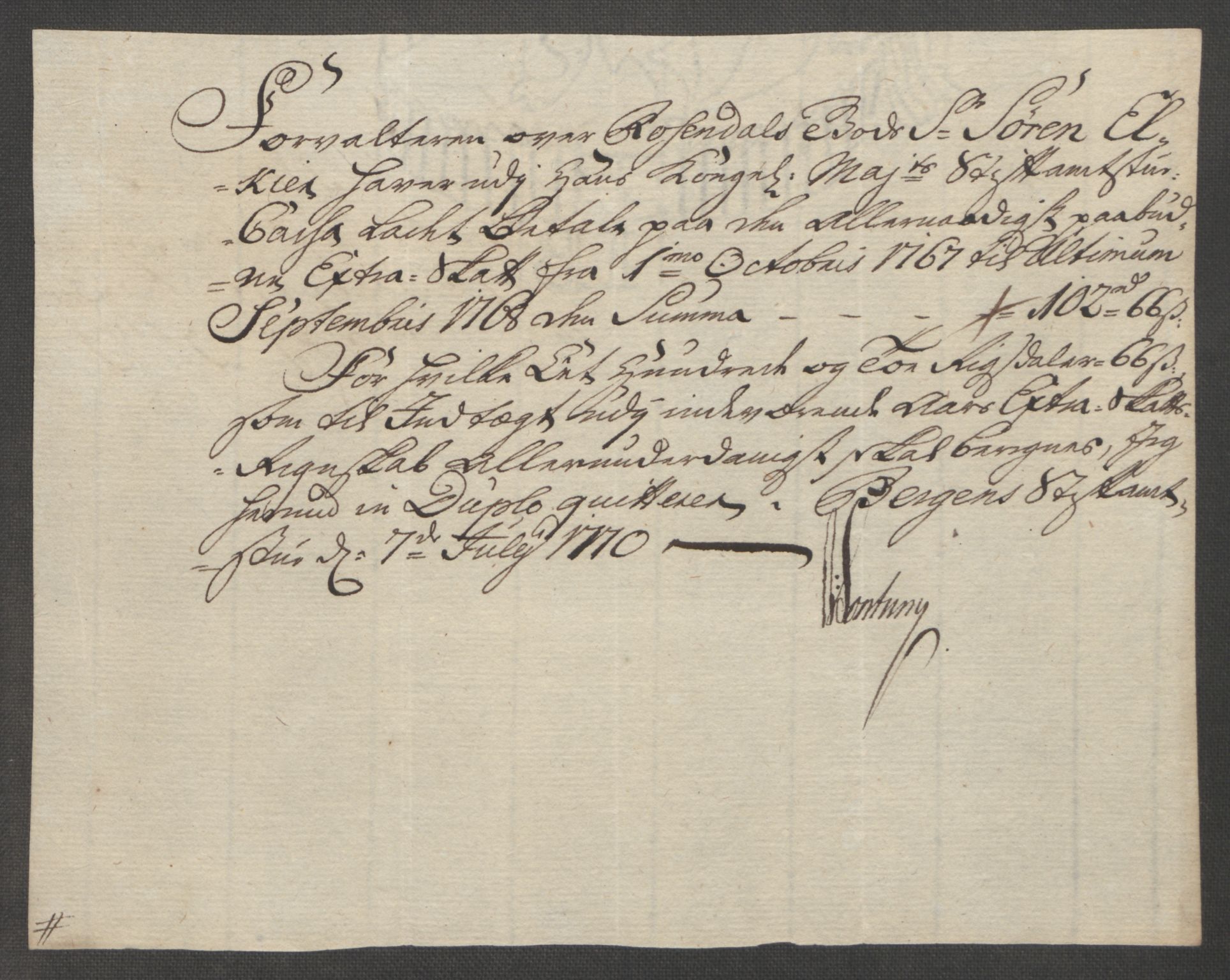 Rentekammeret inntil 1814, Reviderte regnskaper, Fogderegnskap, AV/RA-EA-4092/R49/L3157: Ekstraskatten Rosendal Baroni, 1762-1772, s. 266