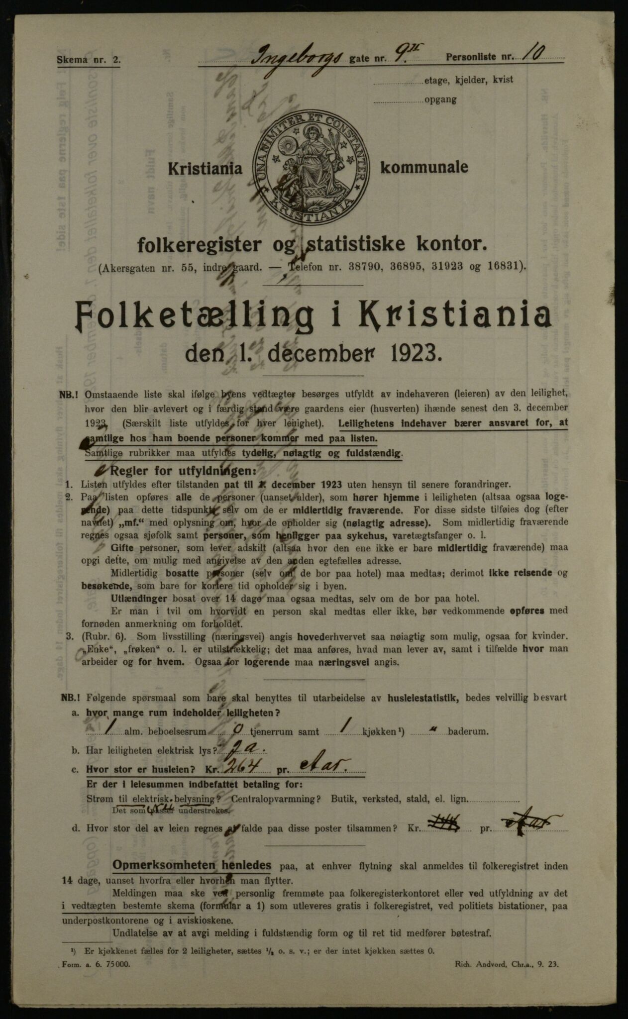 OBA, Kommunal folketelling 1.12.1923 for Kristiania, 1923, s. 48978