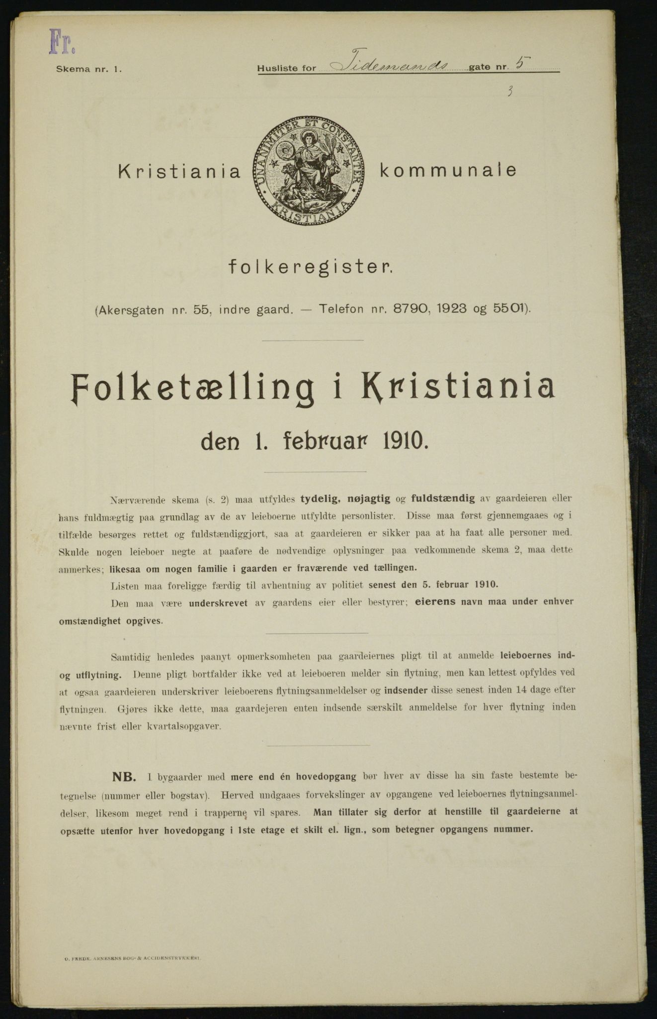 OBA, Kommunal folketelling 1.2.1910 for Kristiania, 1910, s. 105702