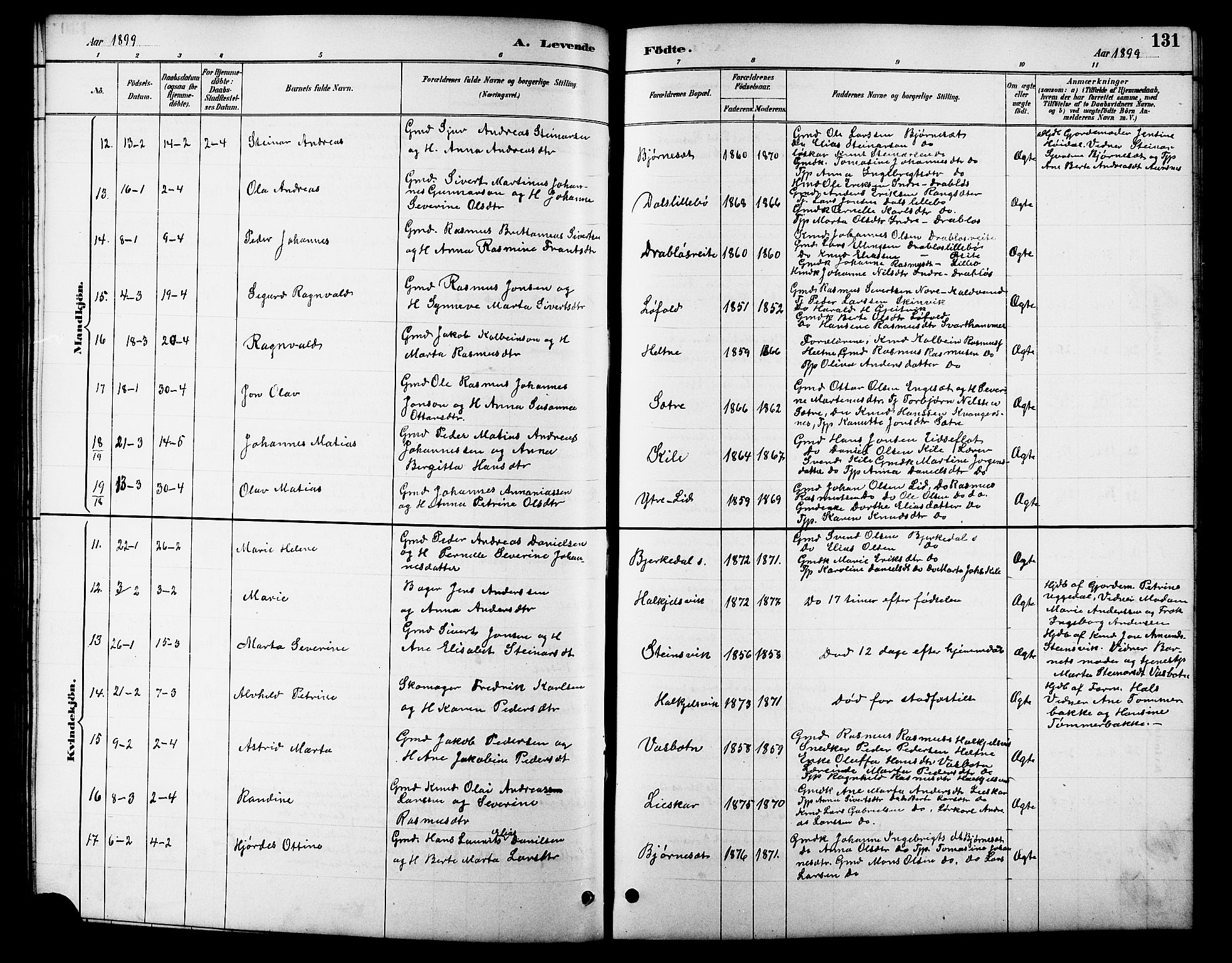 Ministerialprotokoller, klokkerbøker og fødselsregistre - Møre og Romsdal, AV/SAT-A-1454/511/L0158: Klokkerbok nr. 511C04, 1884-1903, s. 131
