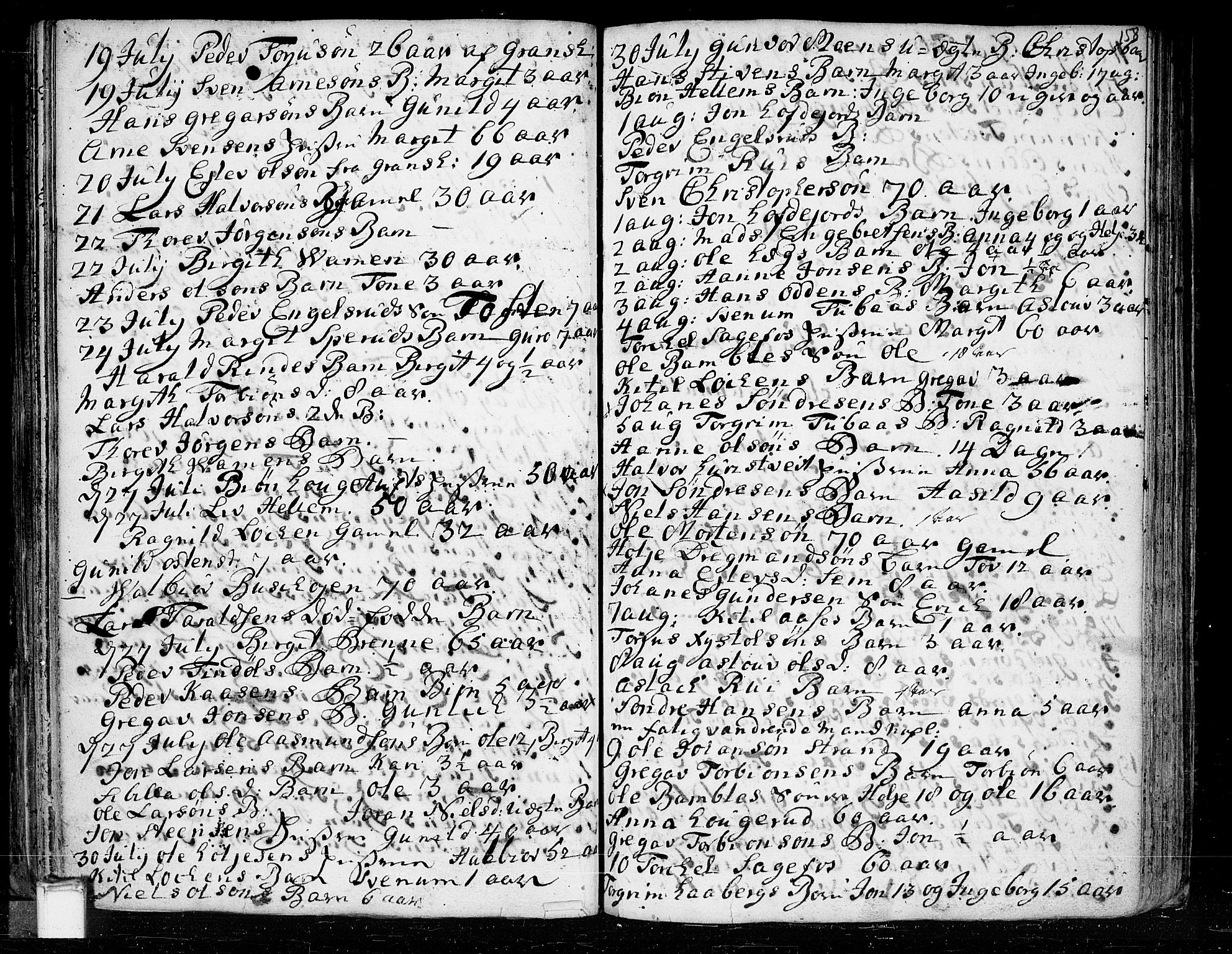 Heddal kirkebøker, SAKO/A-268/F/Fa/L0003: Ministerialbok nr. I 3, 1723-1783, s. 158