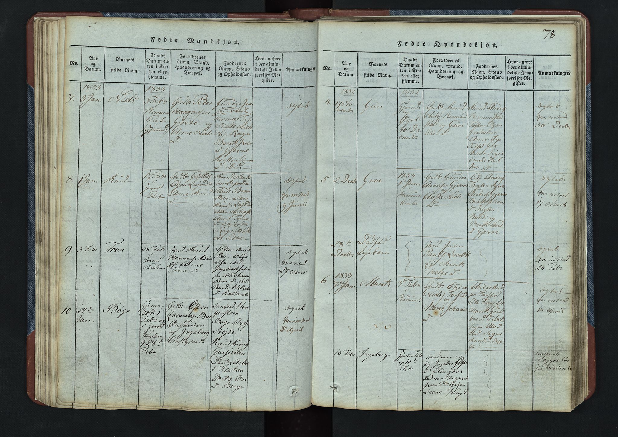 Vang prestekontor, Valdres, AV/SAH-PREST-140/H/Hb/L0003: Klokkerbok nr. 3, 1814-1892, s. 78
