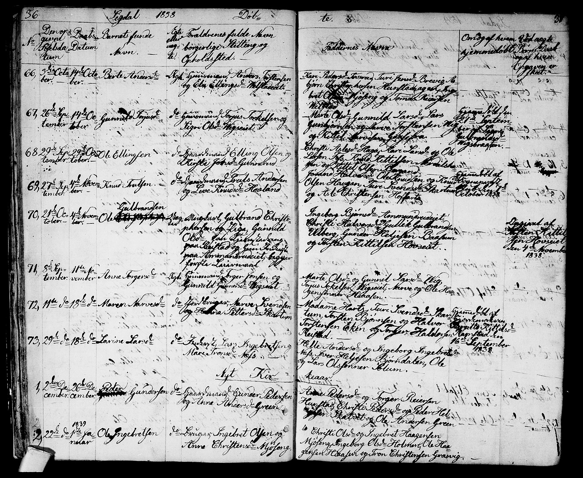 Sigdal kirkebøker, AV/SAKO-A-245/G/Ga/L0002: Klokkerbok nr. I 2, 1835-1856, s. 36-37