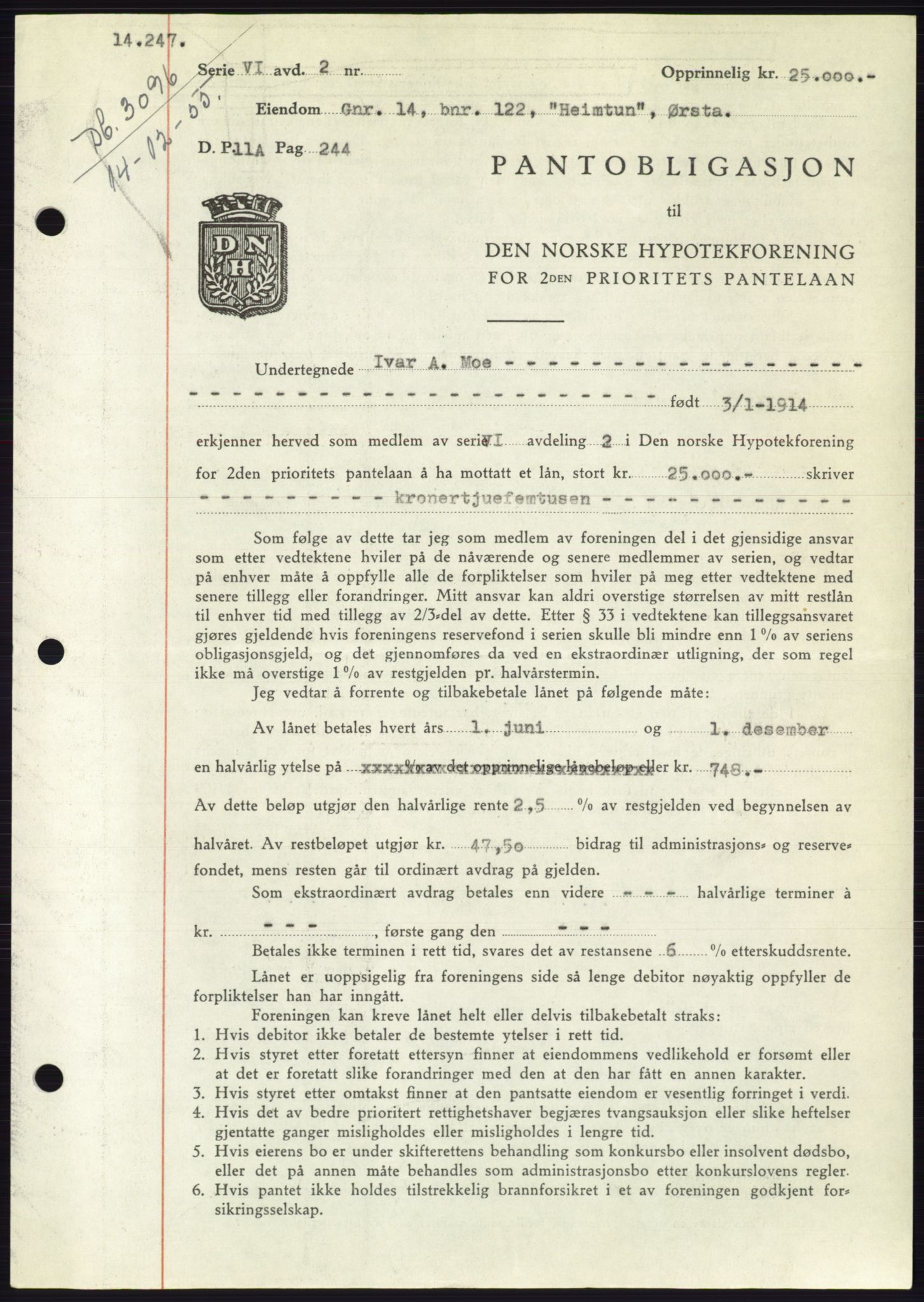 Søre Sunnmøre sorenskriveri, SAT/A-4122/1/2/2C/L0127: Pantebok nr. 15B, 1955-1955, Dagboknr: 3096/1955