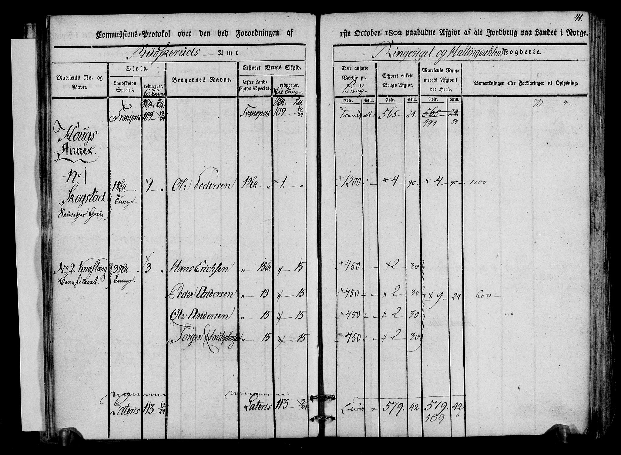 Rentekammeret inntil 1814, Realistisk ordnet avdeling, RA/EA-4070/N/Ne/Nea/L0045: Ringerike og Hallingdal fogderi. Kommisjonsprotokoll for Norderhov prestegjeld, 1803, s. 44