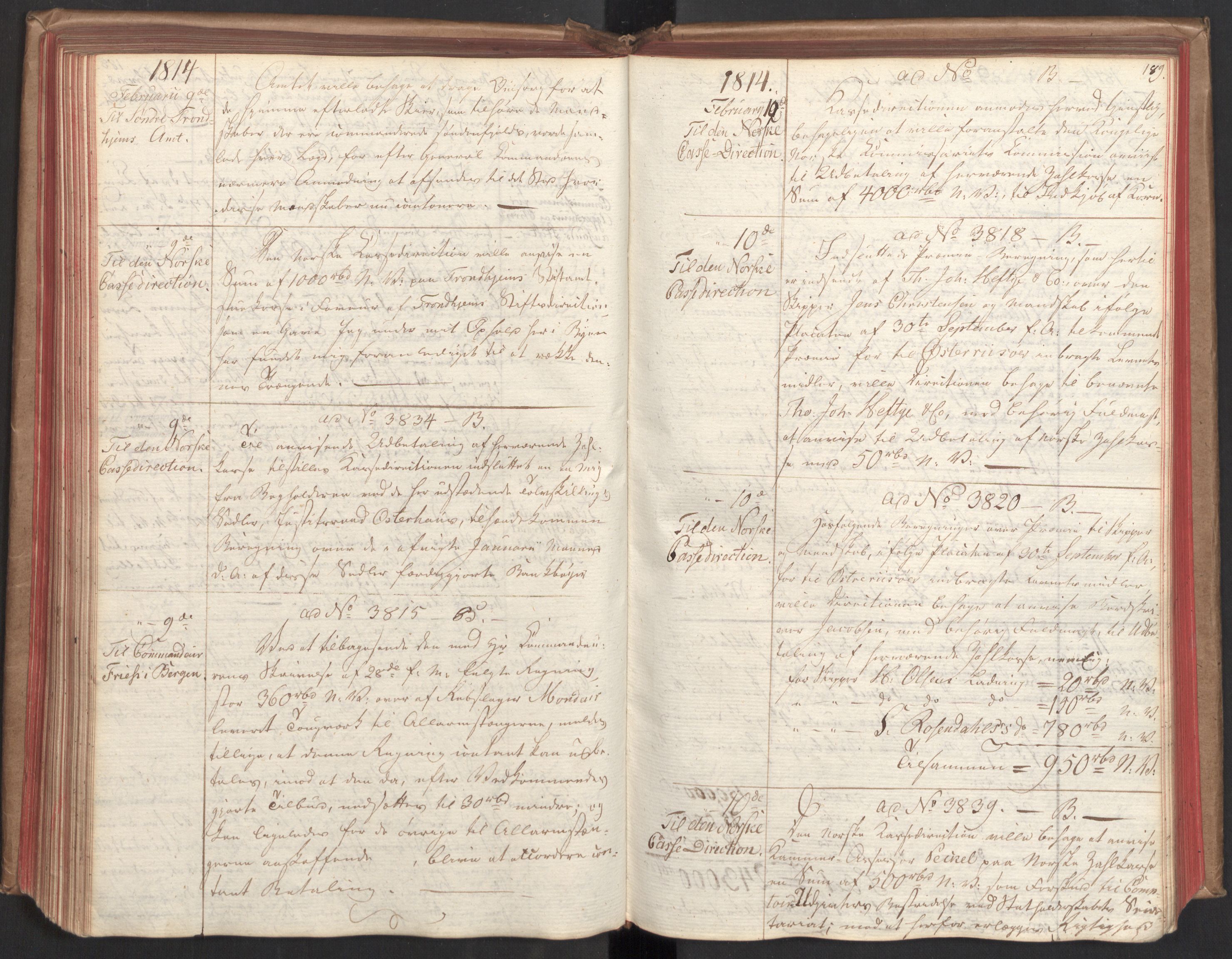 Stattholderembetet 1810-1814, 2. kontor (Kontor B), AV/RA-EA-5432/Bc/L0003: Korrespondanseprotokoll, 1813-1814, s. 188b-189a
