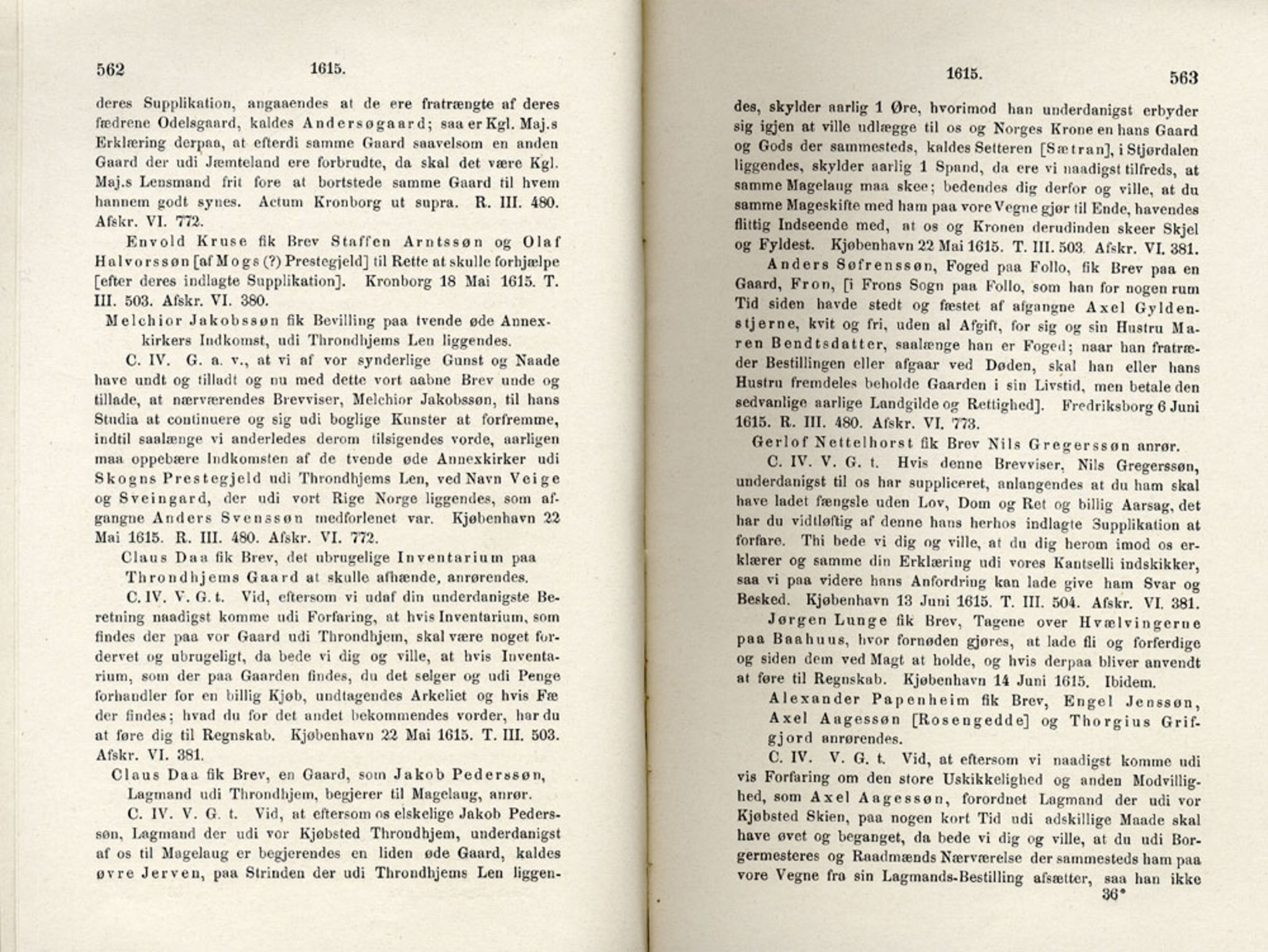 Publikasjoner utgitt av Det Norske Historiske Kildeskriftfond, PUBL/-/-/-: Norske Rigs-Registranter, bind 4, 1603-1618, s. 562-563