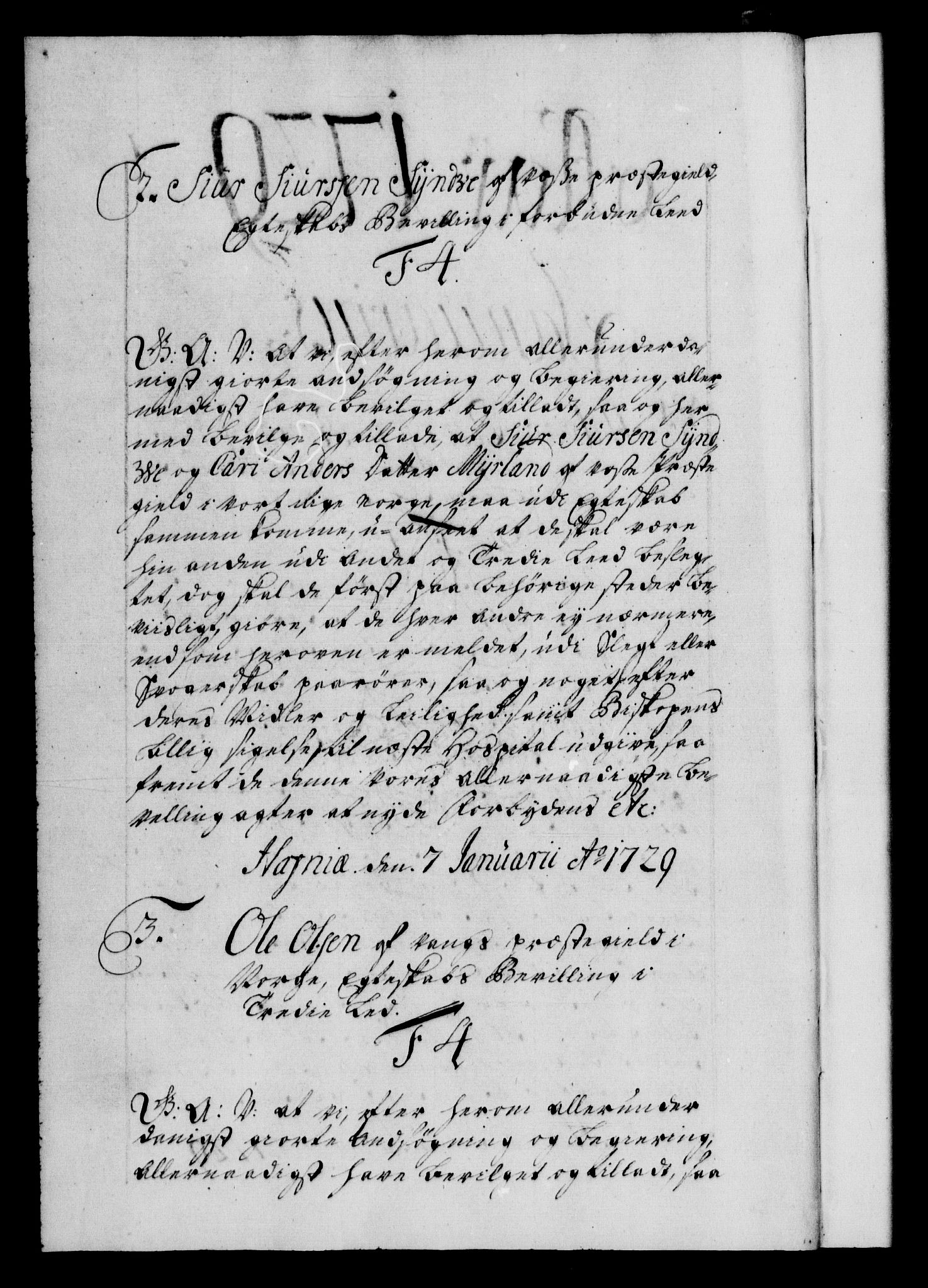 Danske Kanselli 1572-1799, RA/EA-3023/F/Fc/Fca/Fcaa/L0026: Norske registre, 1729-1730, s. 1b