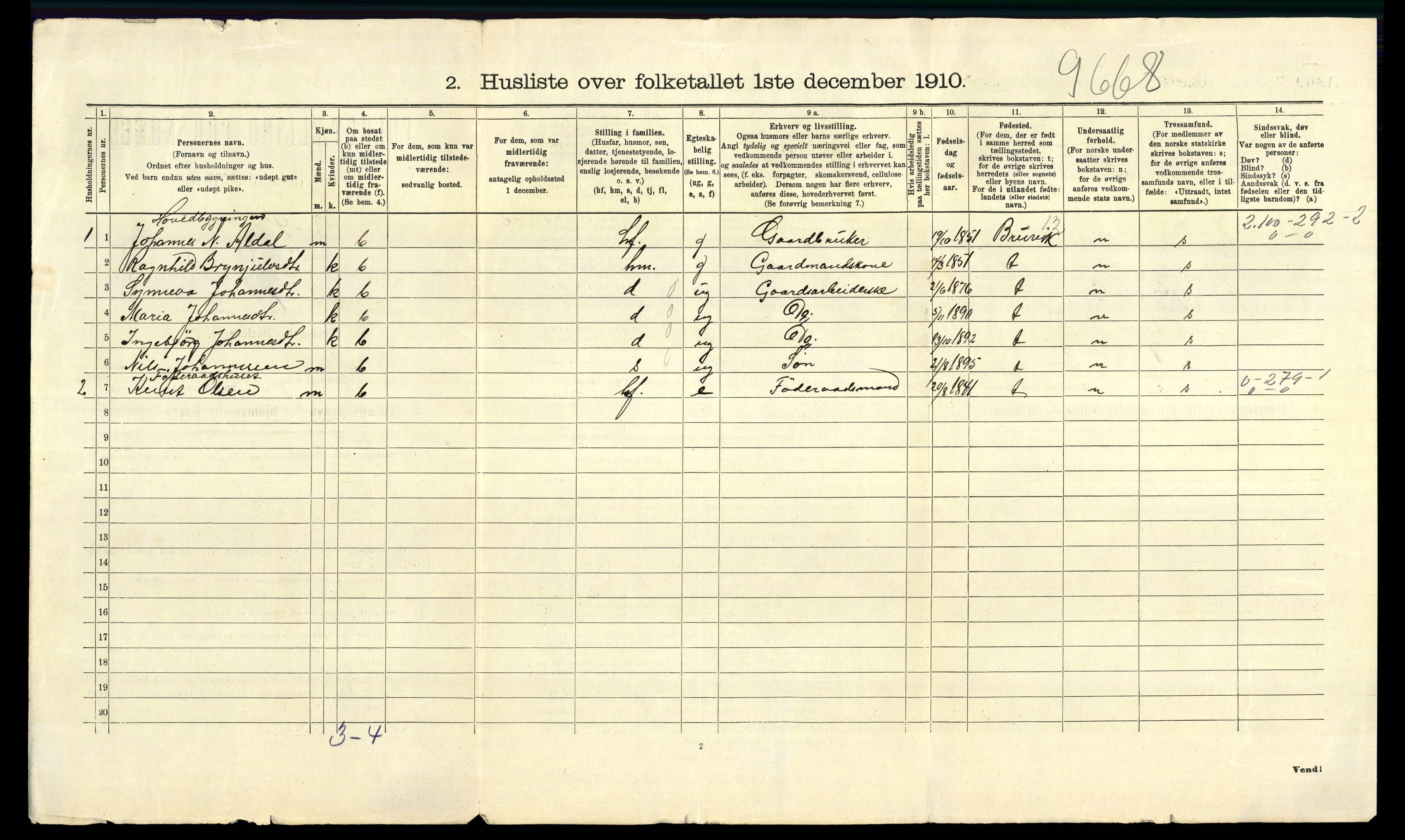 RA, Folketelling 1910 for 1237 Evanger herred, 1910, s. 52