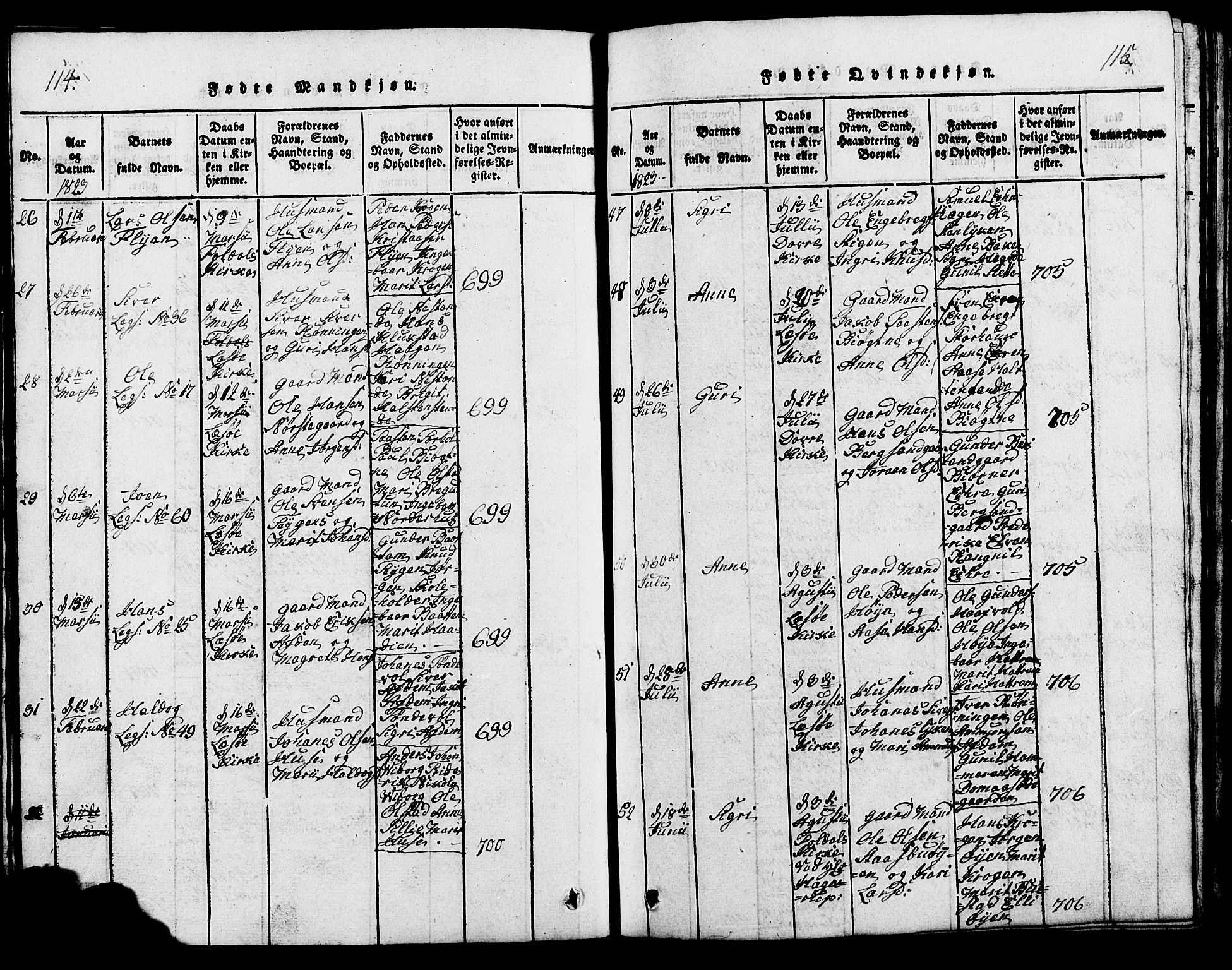 Lesja prestekontor, AV/SAH-PREST-068/H/Ha/Hab/L0001: Klokkerbok nr. 1, 1820-1831, s. 114-115