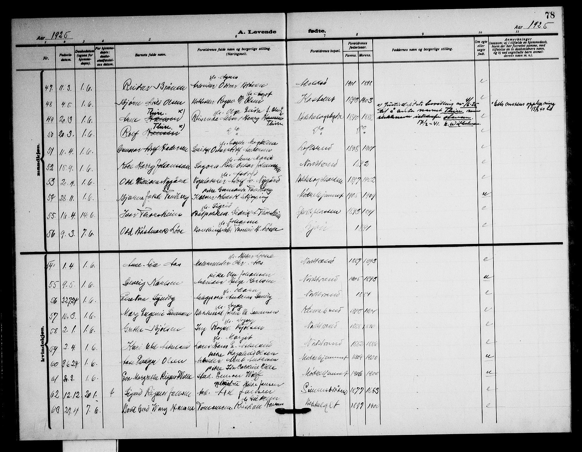 Nordstrand prestekontor Kirkebøker, AV/SAO-A-10362a/G/Ga/L0002: Klokkerbok nr. I 2, 1918-1925, s. 78