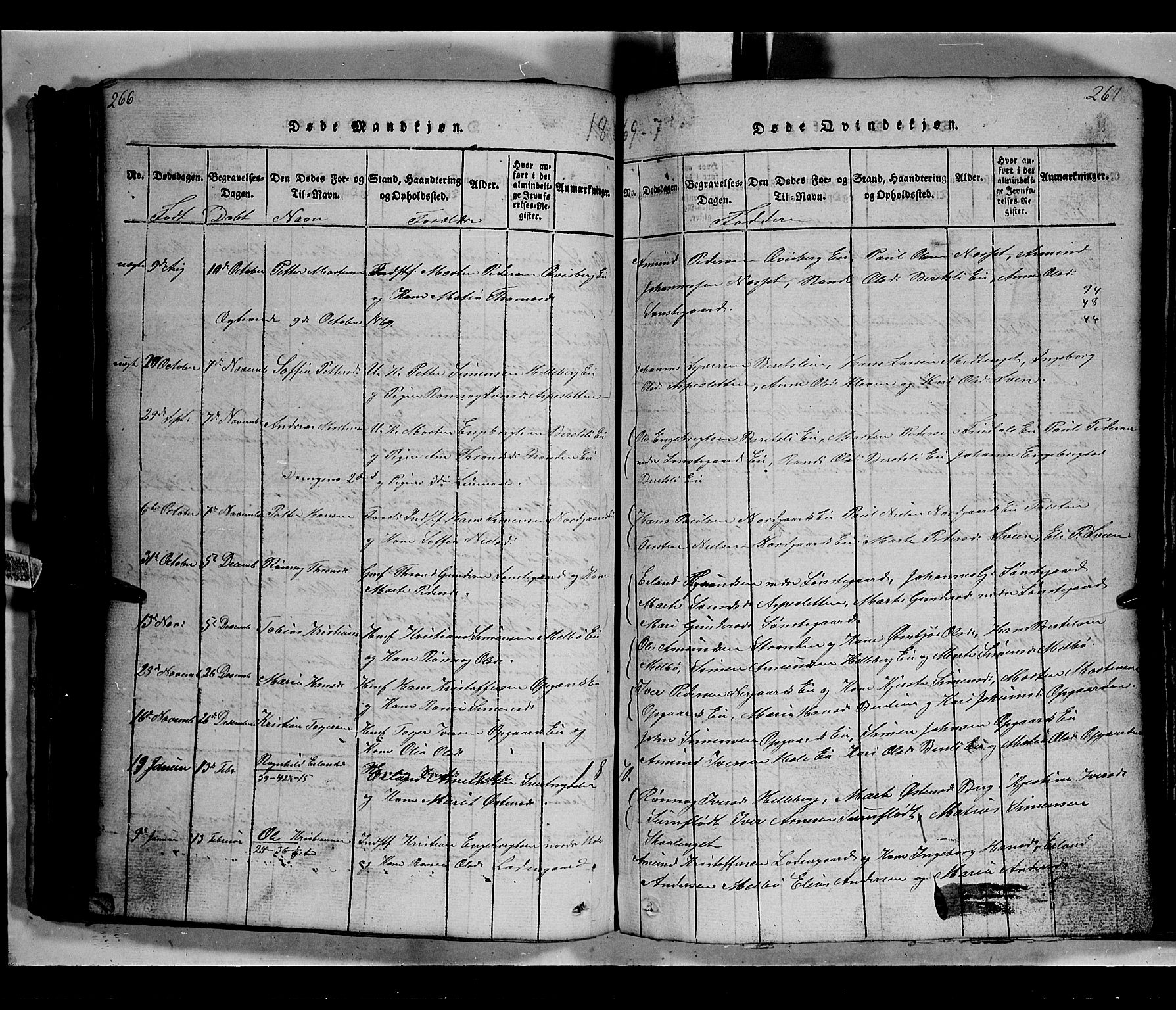 Gausdal prestekontor, AV/SAH-PREST-090/H/Ha/Hab/L0002: Klokkerbok nr. 2, 1818-1874, s. 266-267