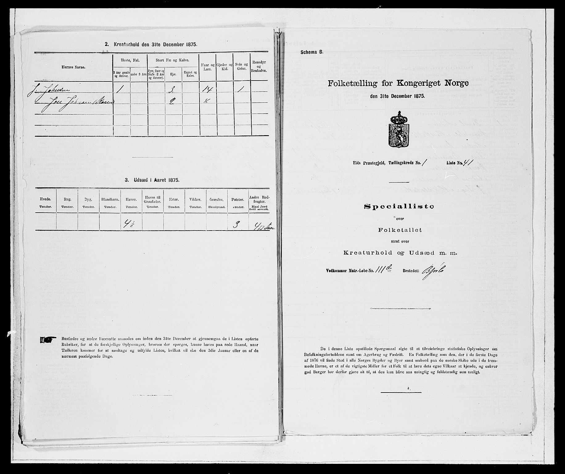 SAB, Folketelling 1875 for 1443P Eid prestegjeld, 1875, s. 106