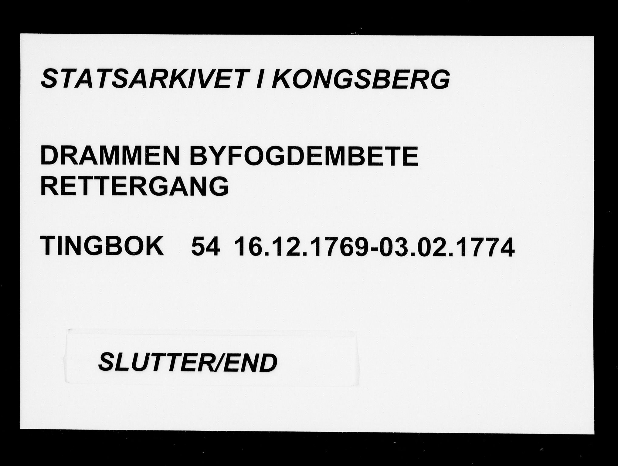 Drammen byfogd, SAKO/A-222/F/Fa/L0054: Tingbok. Bragernes., 1769-1774