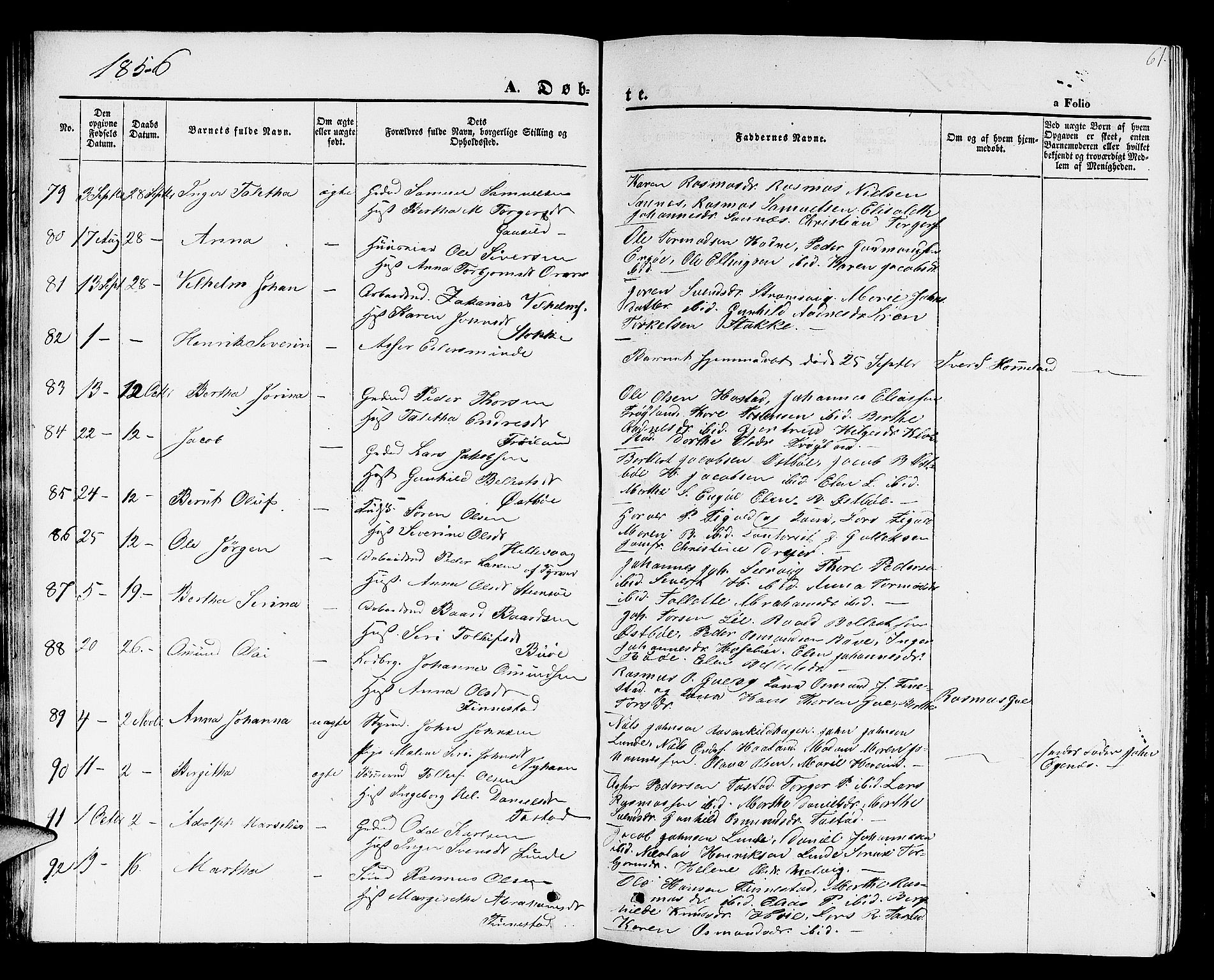 Hetland sokneprestkontor, AV/SAST-A-101826/30/30BB/L0001: Klokkerbok nr. B 1, 1850-1868, s. 61