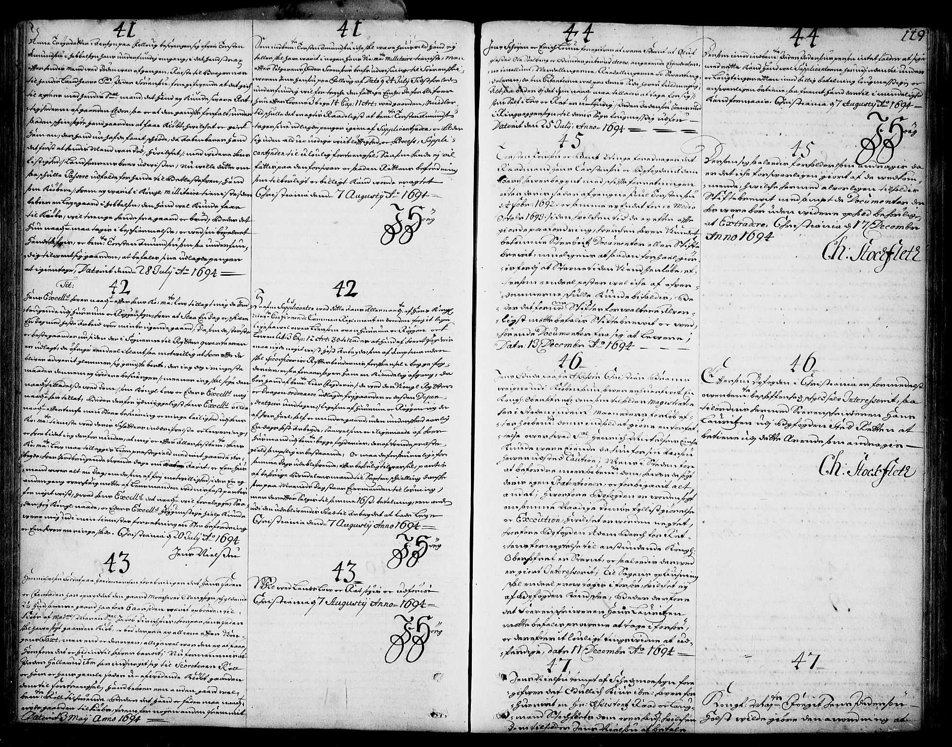 Stattholderembetet 1572-1771, RA/EA-2870/Ad/L0005: Supplikasjons- og resolusjonsprotokoll, 1692-1699, s. 118b-119a