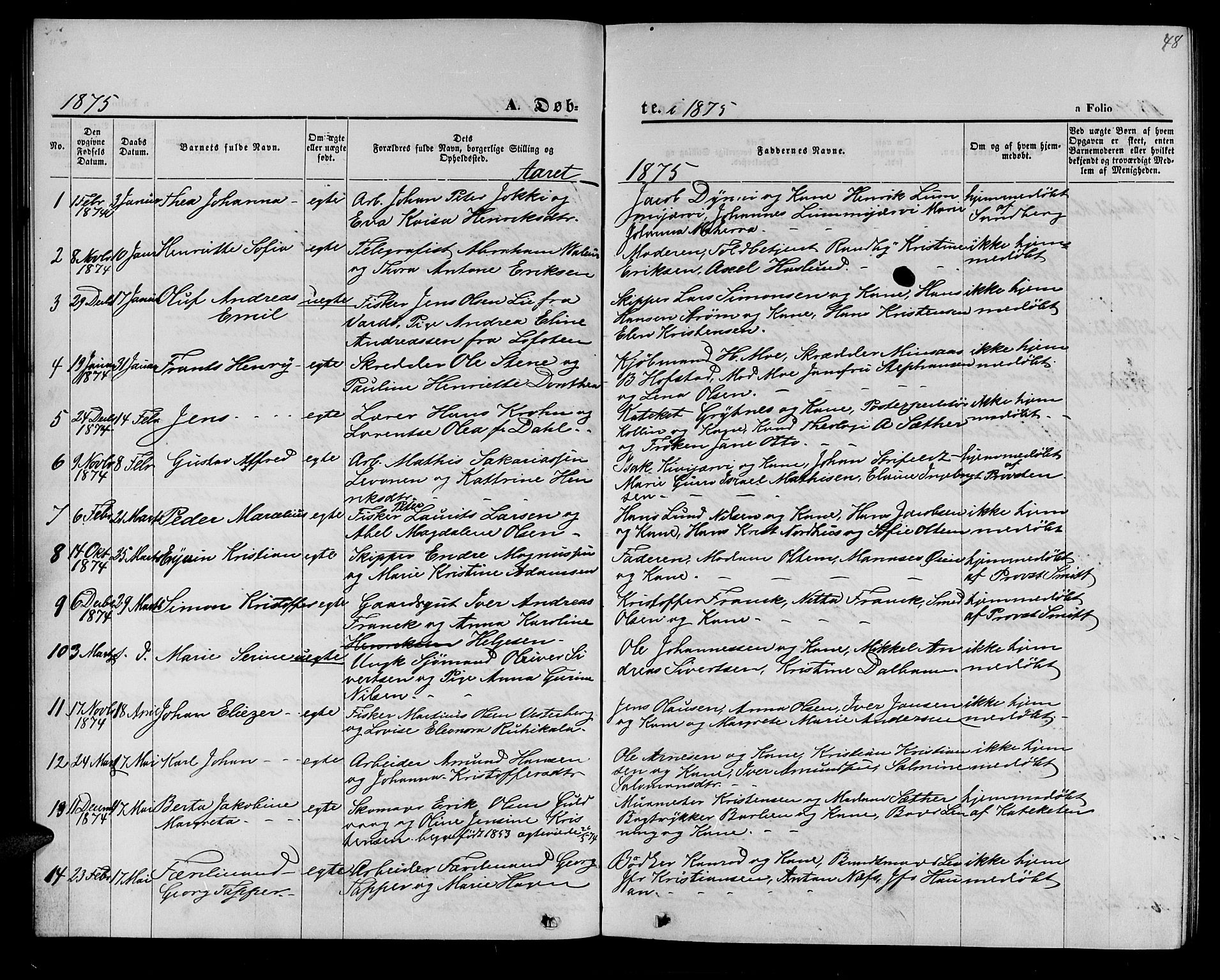 Hammerfest sokneprestkontor, AV/SATØ-S-1347/H/Hb/L0004.klokk: Klokkerbok nr. 4, 1869-1877, s. 48