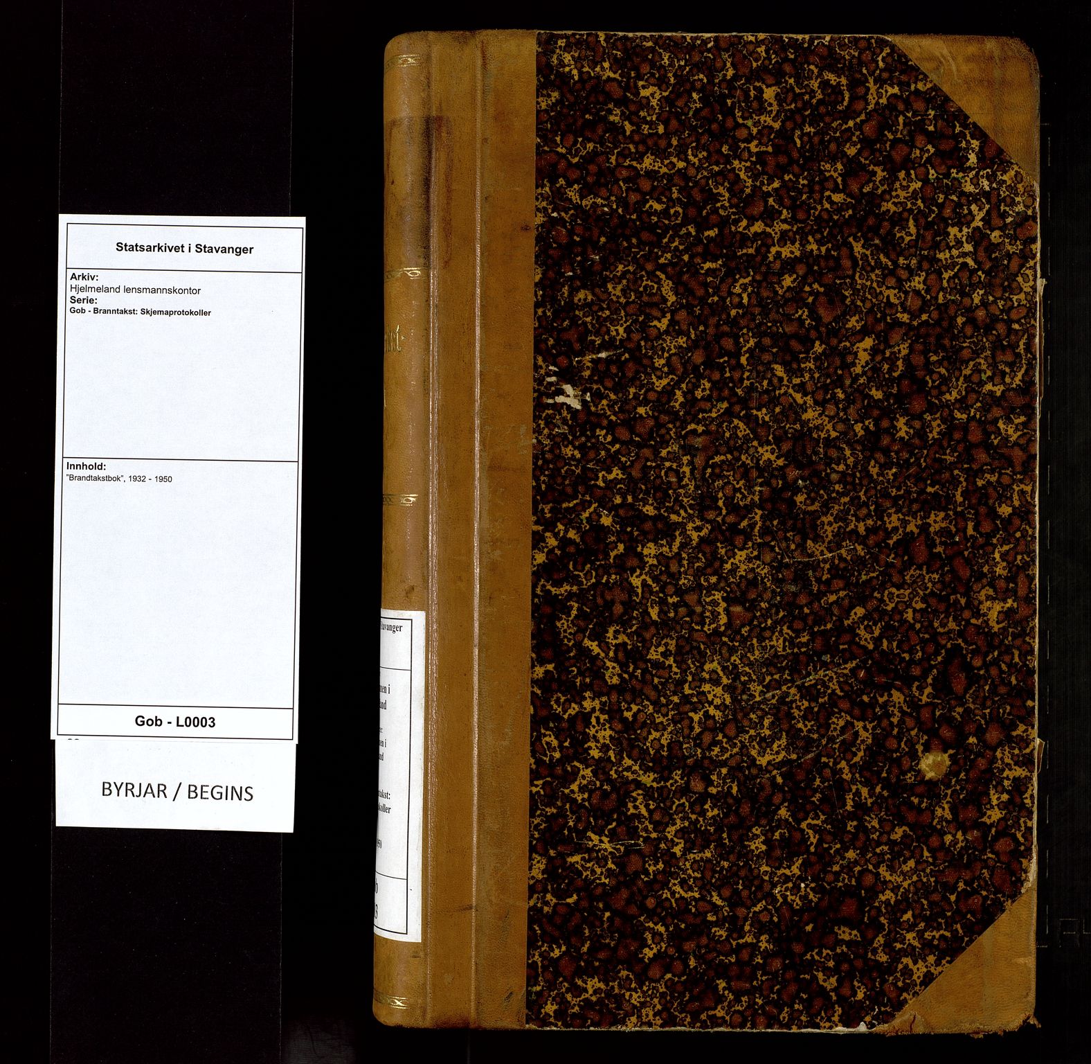 Hjelmeland lensmannskontor, AV/SAST-A-100439/Gob/L0003: "Brandtakstbok", 1932-1950