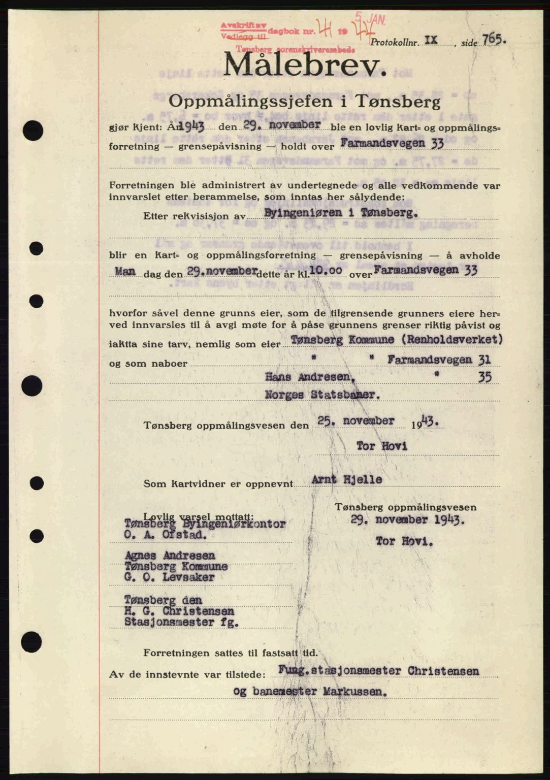 Tønsberg sorenskriveri, AV/SAKO-A-130/G/Ga/Gaa/L0014: Pantebok nr. A14, 1943-1944, Dagboknr: 41/1944