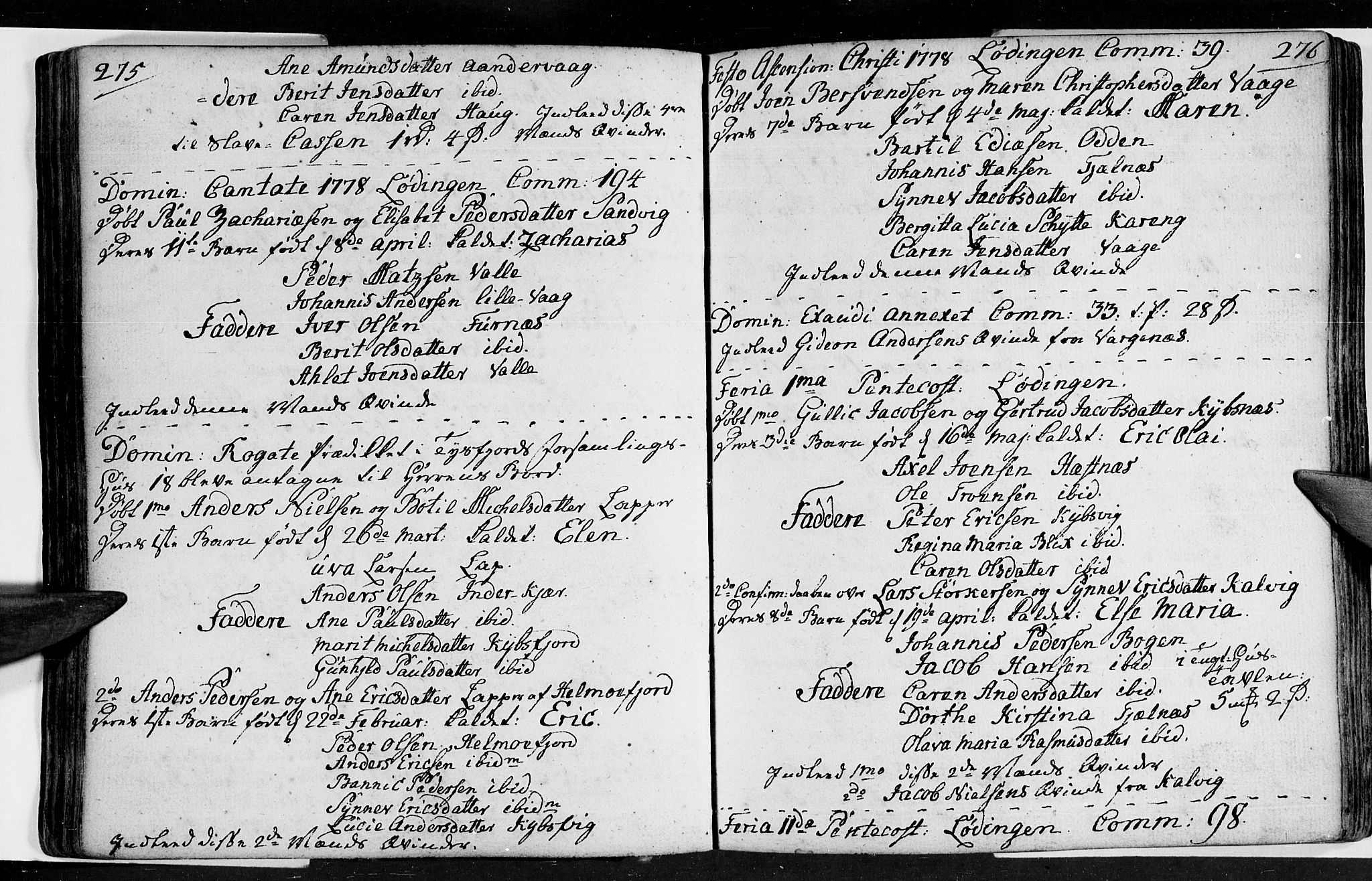 Ministerialprotokoller, klokkerbøker og fødselsregistre - Nordland, AV/SAT-A-1459/872/L1029: Ministerialbok nr. 872A04, 1765-1787, s. 275-276