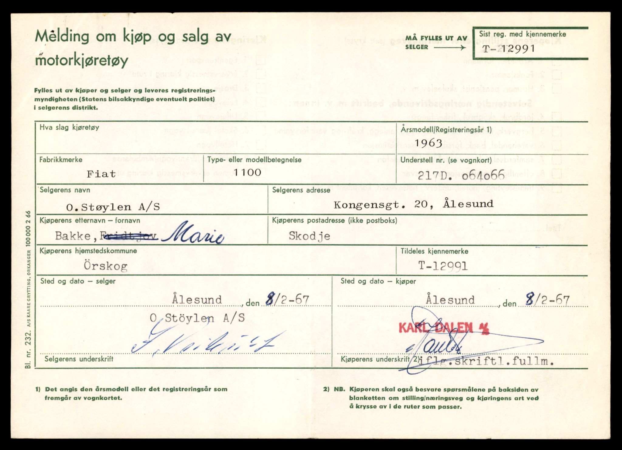 Møre og Romsdal vegkontor - Ålesund trafikkstasjon, AV/SAT-A-4099/F/Fe/L0036: Registreringskort for kjøretøy T 12831 - T 13030, 1927-1998, s. 2349