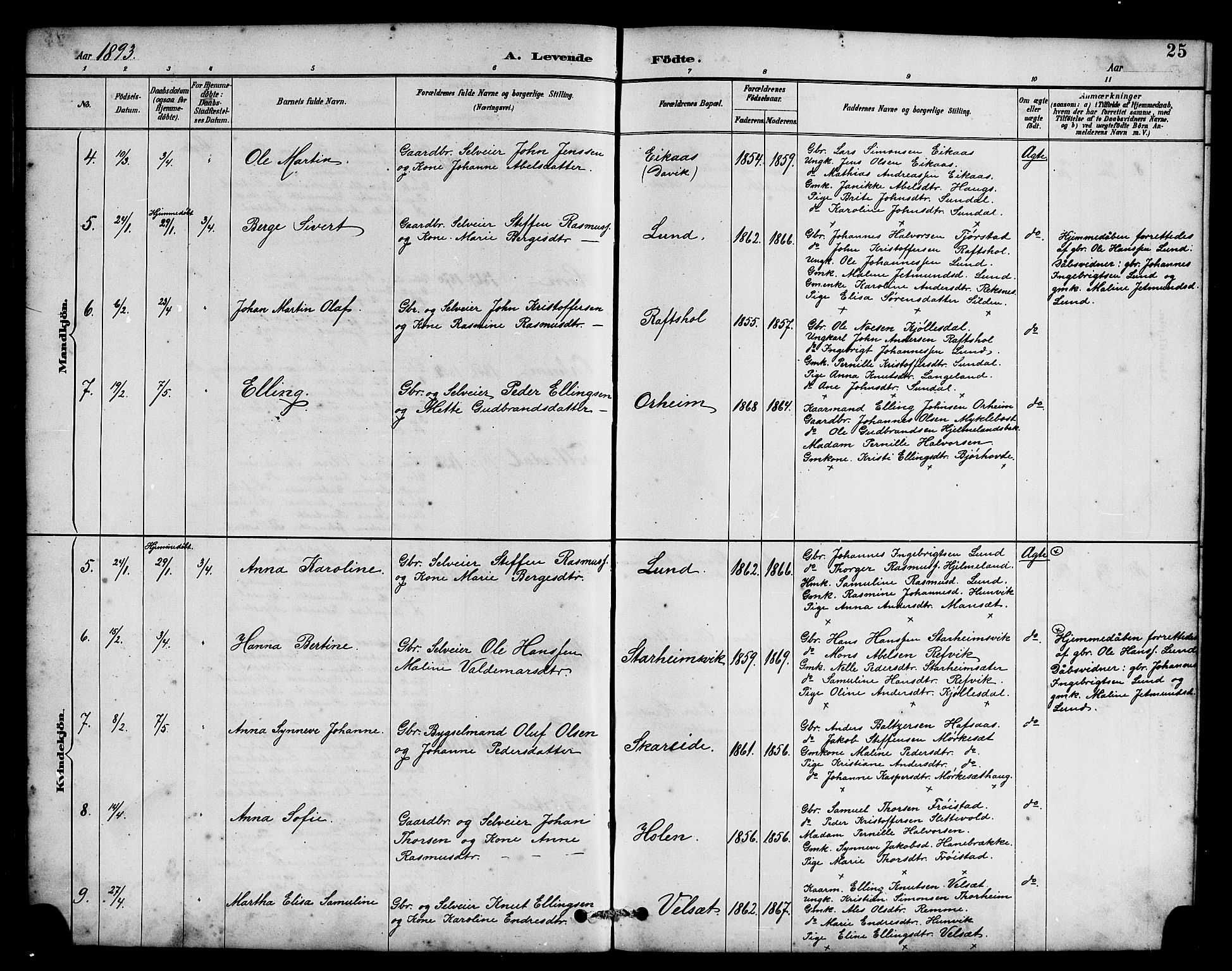 Eid sokneprestembete, AV/SAB-A-82301/H/Hab/Habc/L0002: Klokkerbok nr. C 2, 1887-1906, s. 25