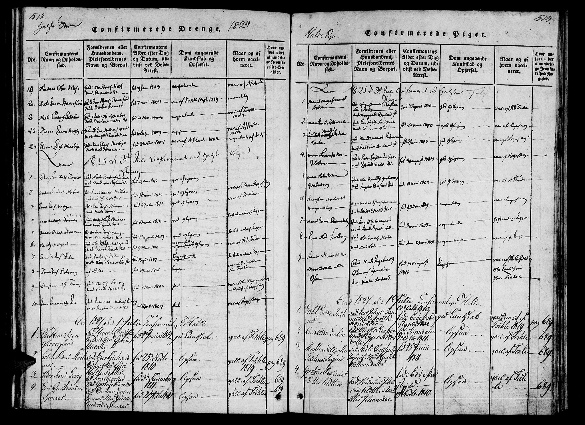 Ministerialprotokoller, klokkerbøker og fødselsregistre - Møre og Romsdal, AV/SAT-A-1454/592/L1023: Ministerialbok nr. 592A02, 1820-1830, s. 512-513