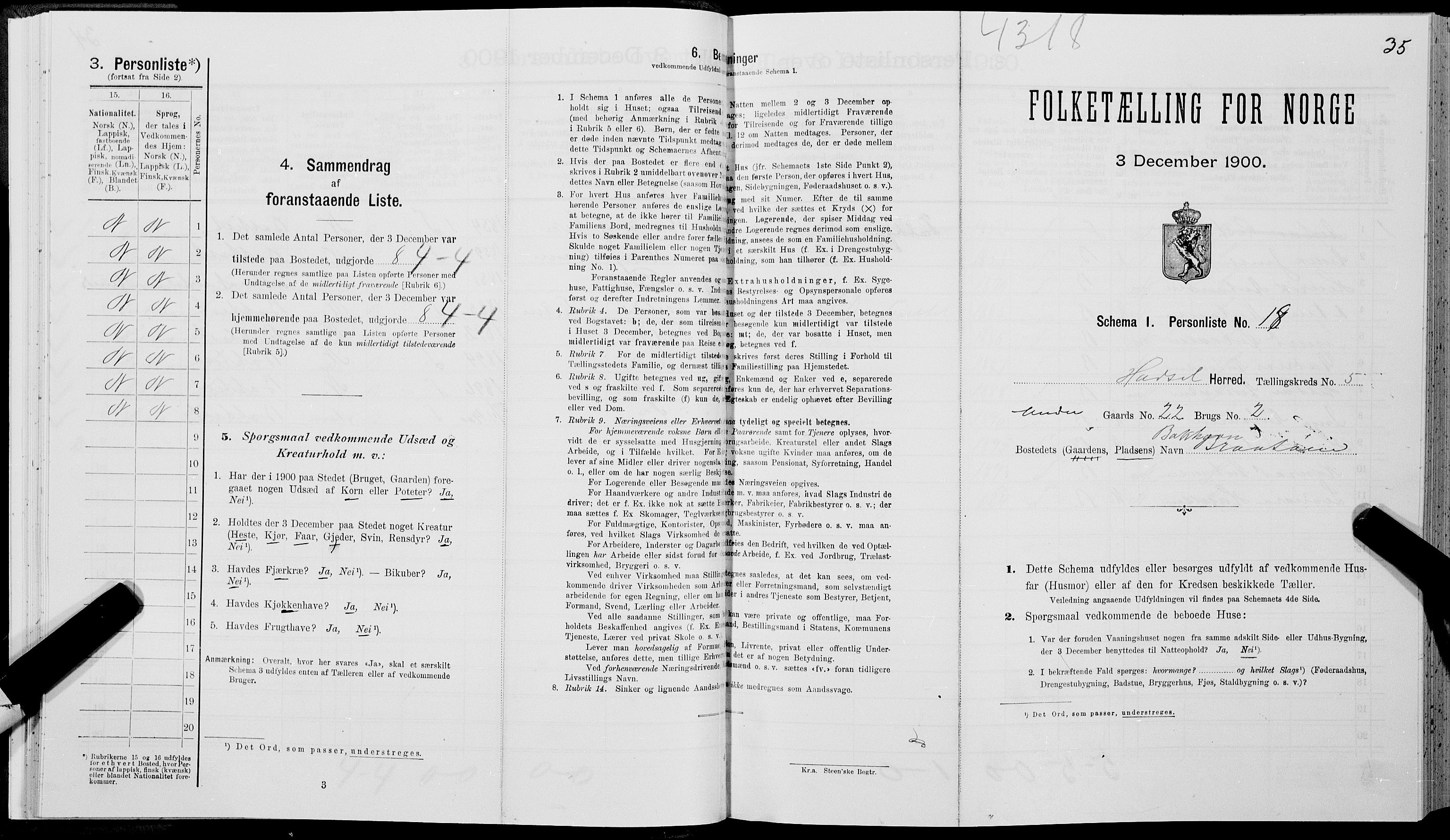SAT, Folketelling 1900 for 1866 Hadsel herred, 1900, s. 499