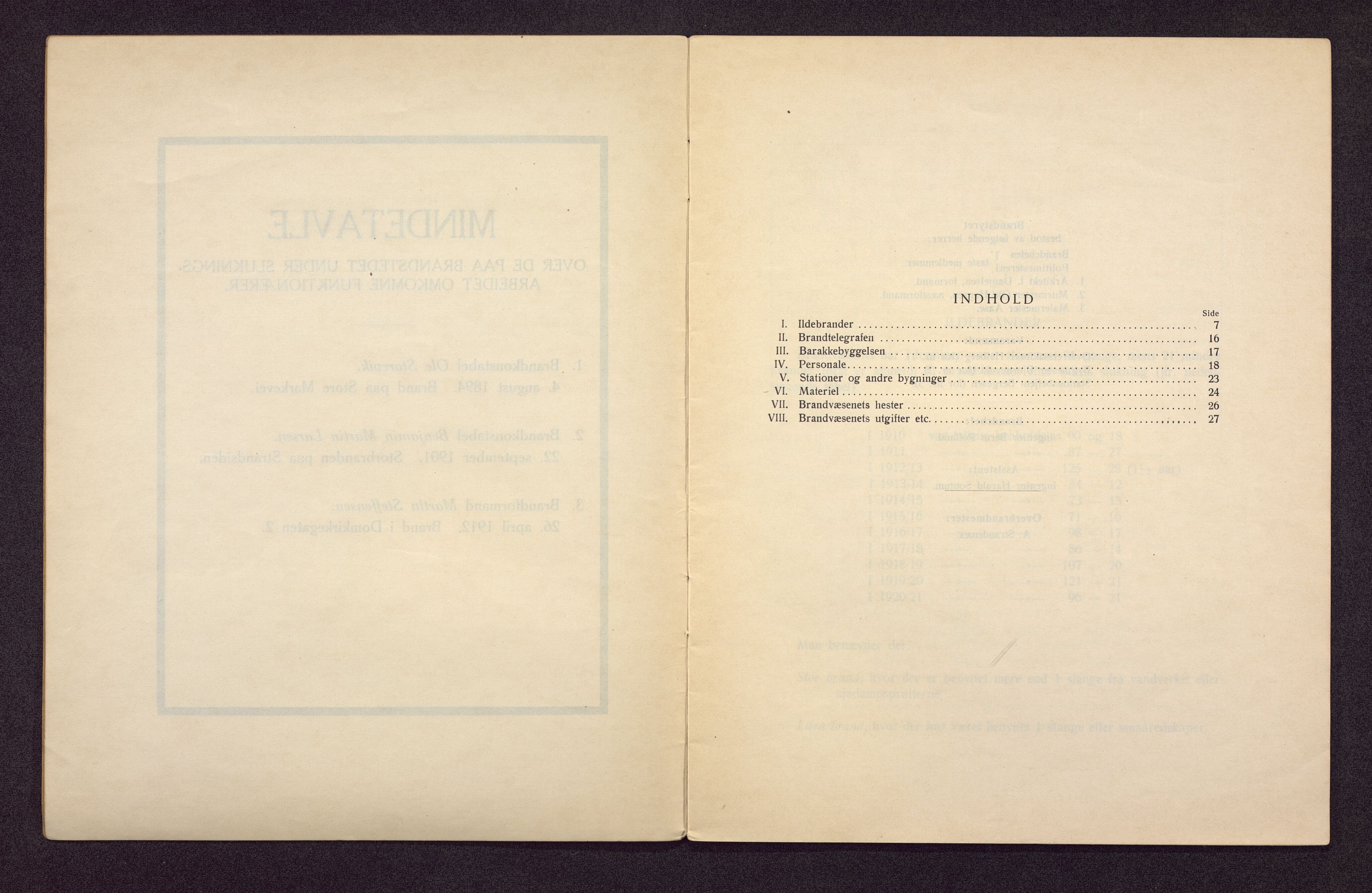 Bergen kommune. Brannvesenet (1863-1971), BBA/A-1181/X/Xa/L0005: Årsberetning, 1920-1921