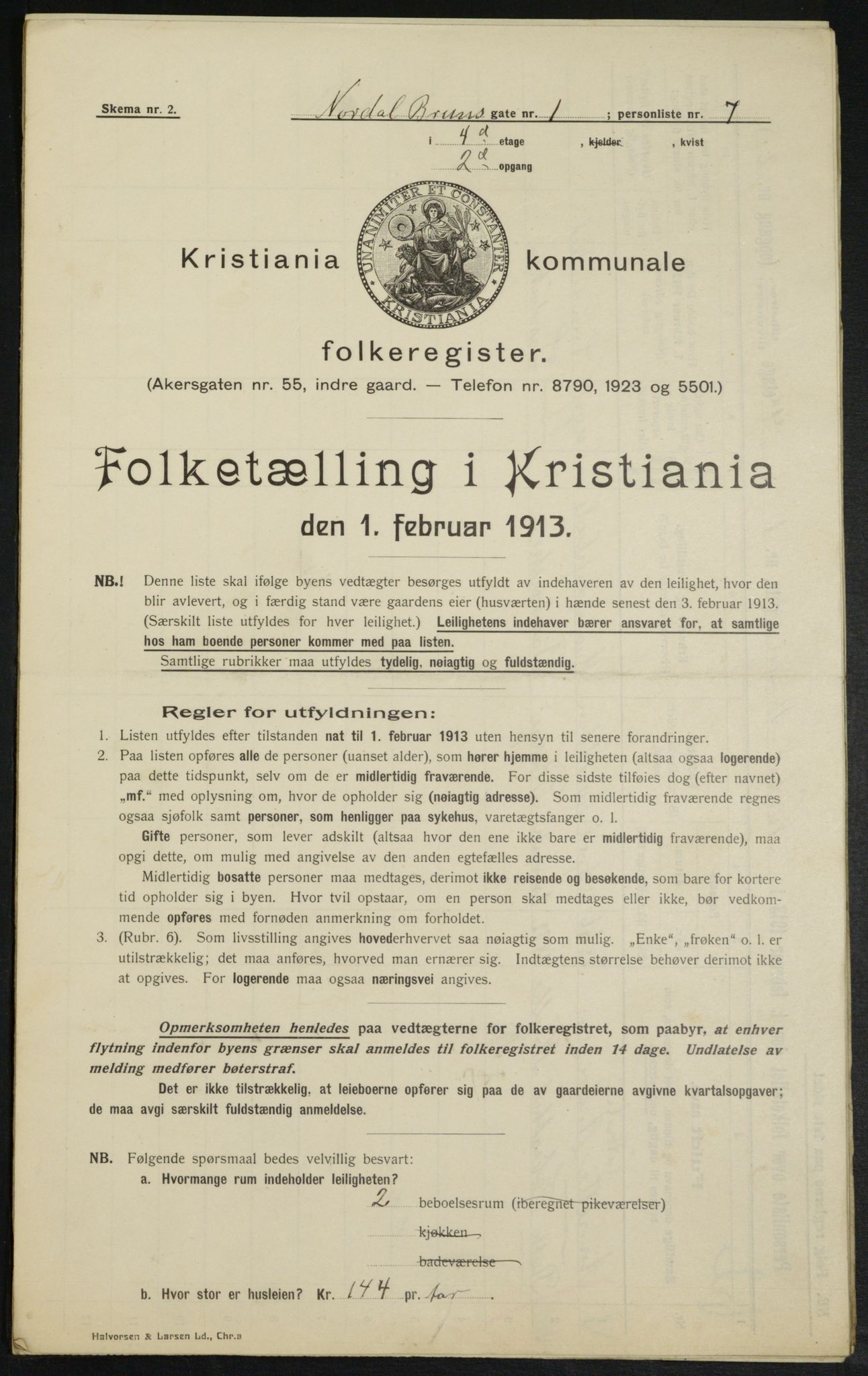 OBA, Kommunal folketelling 1.2.1913 for Kristiania, 1913, s. 72196