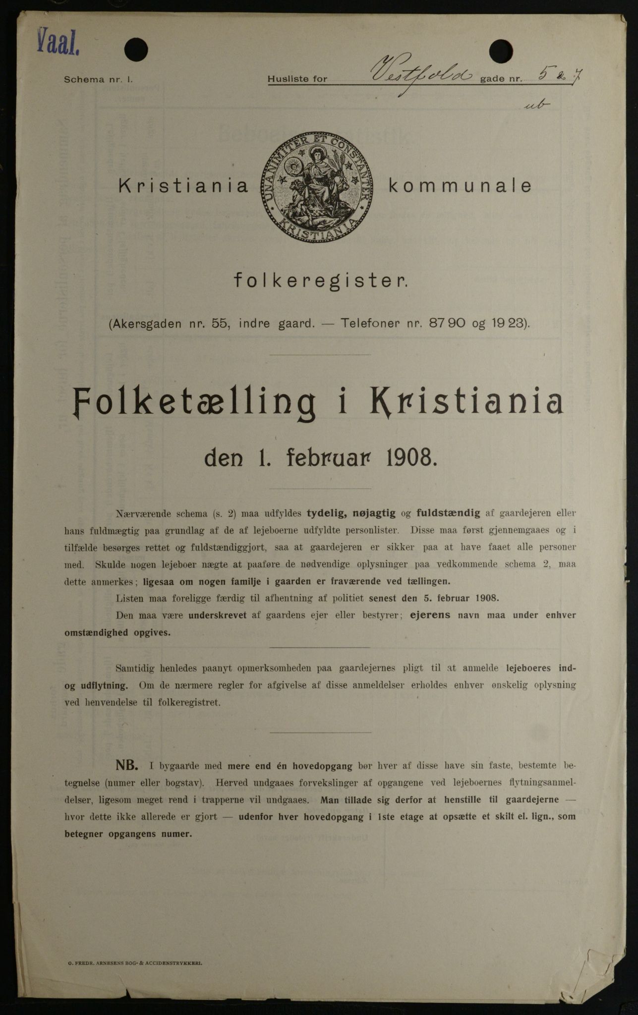 OBA, Kommunal folketelling 1.2.1908 for Kristiania kjøpstad, 1908, s. 109933