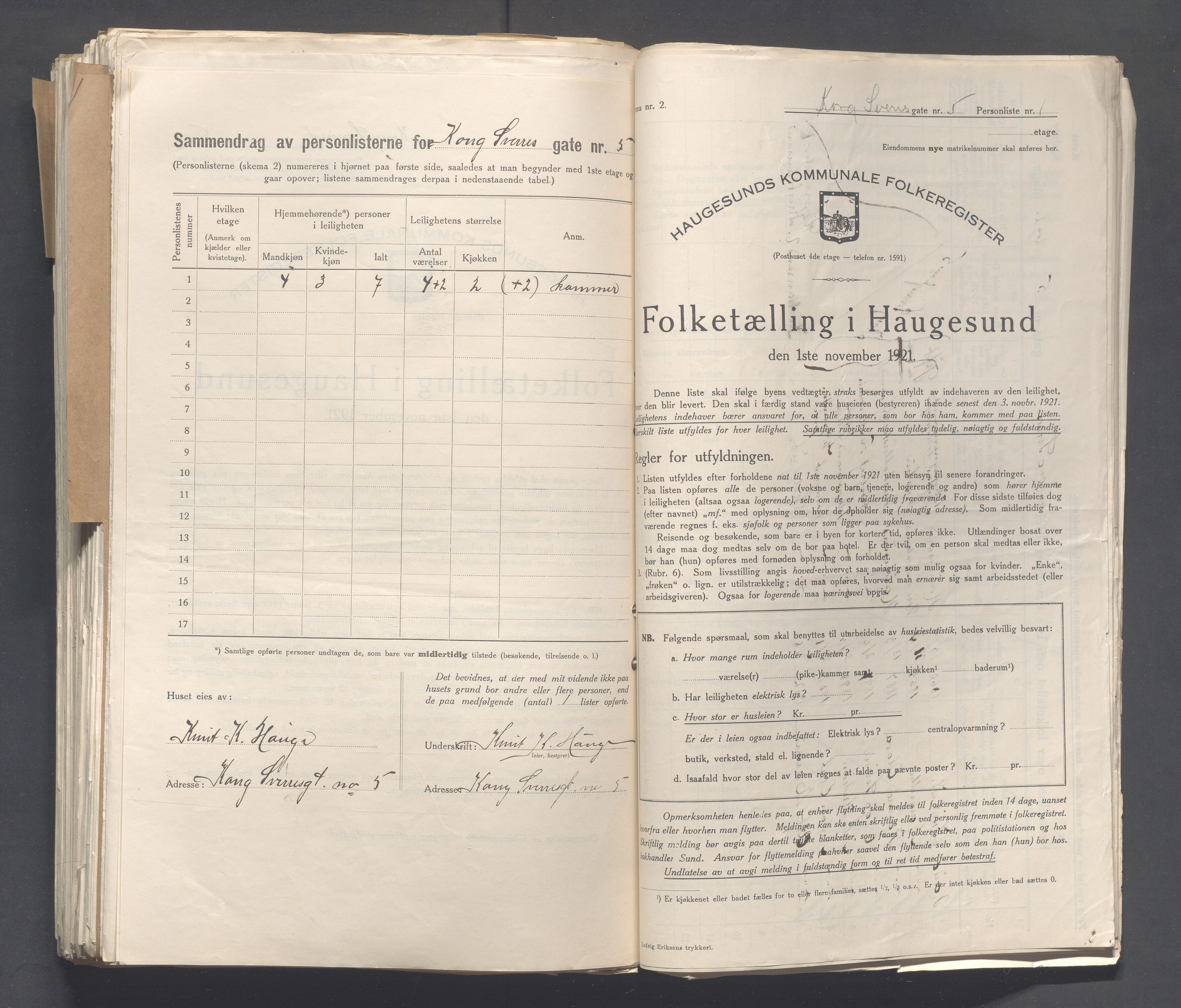 IKAR, Kommunal folketelling 1.11.1921 for Haugesund, 1921, s. 2971