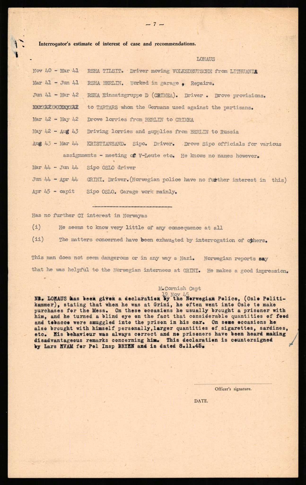 Forsvaret, Forsvarets overkommando II, AV/RA-RAFA-3915/D/Db/L0020: CI Questionaires. Tyske okkupasjonsstyrker i Norge. Tyskere., 1945-1946, s. 294