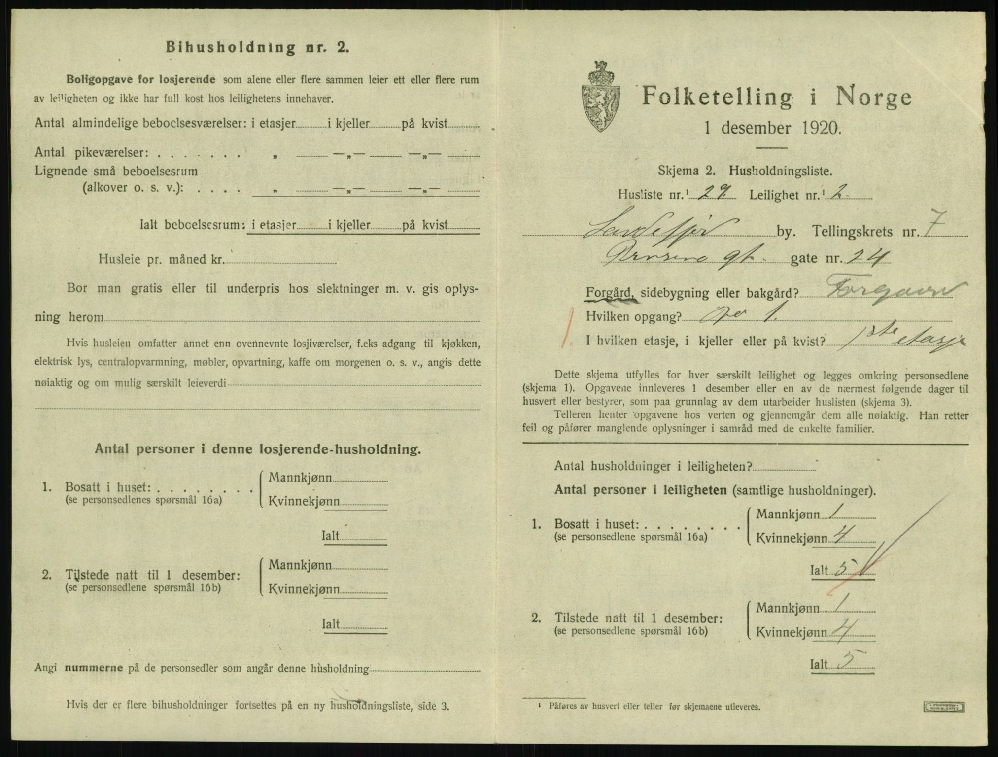 SAKO, Folketelling 1920 for 0706 Sandefjord kjøpstad, 1920, s. 3052