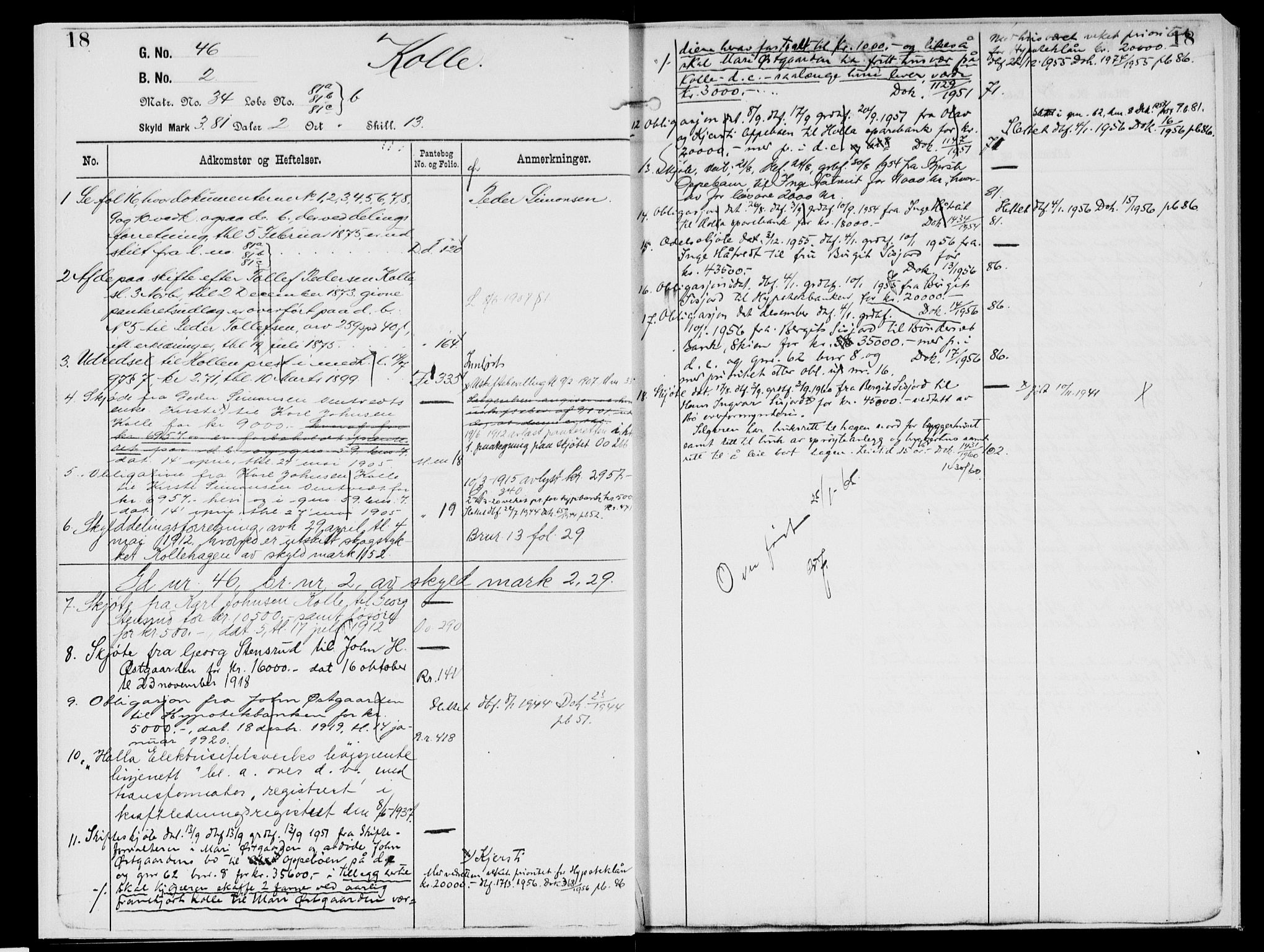 Nedre Telemark sorenskriveri, AV/SAKO-A-135/G/Gb/Gbg/L0003: Panteregister nr. VII 3, s. 18
