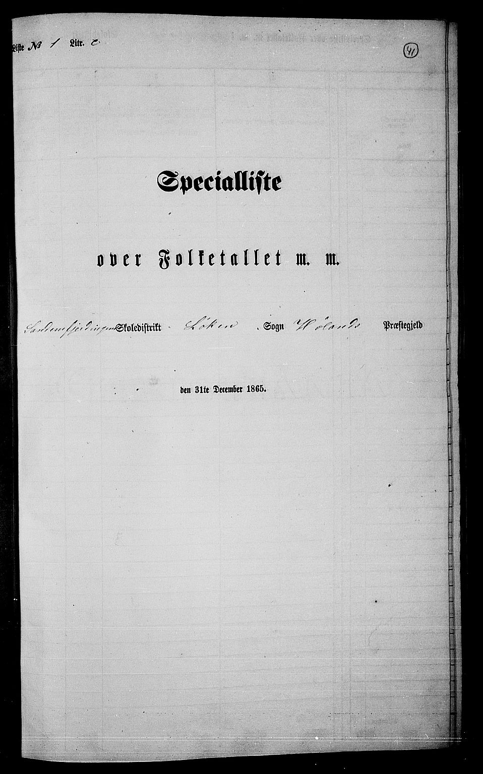 RA, Folketelling 1865 for 0221P Høland prestegjeld, 1865, s. 41