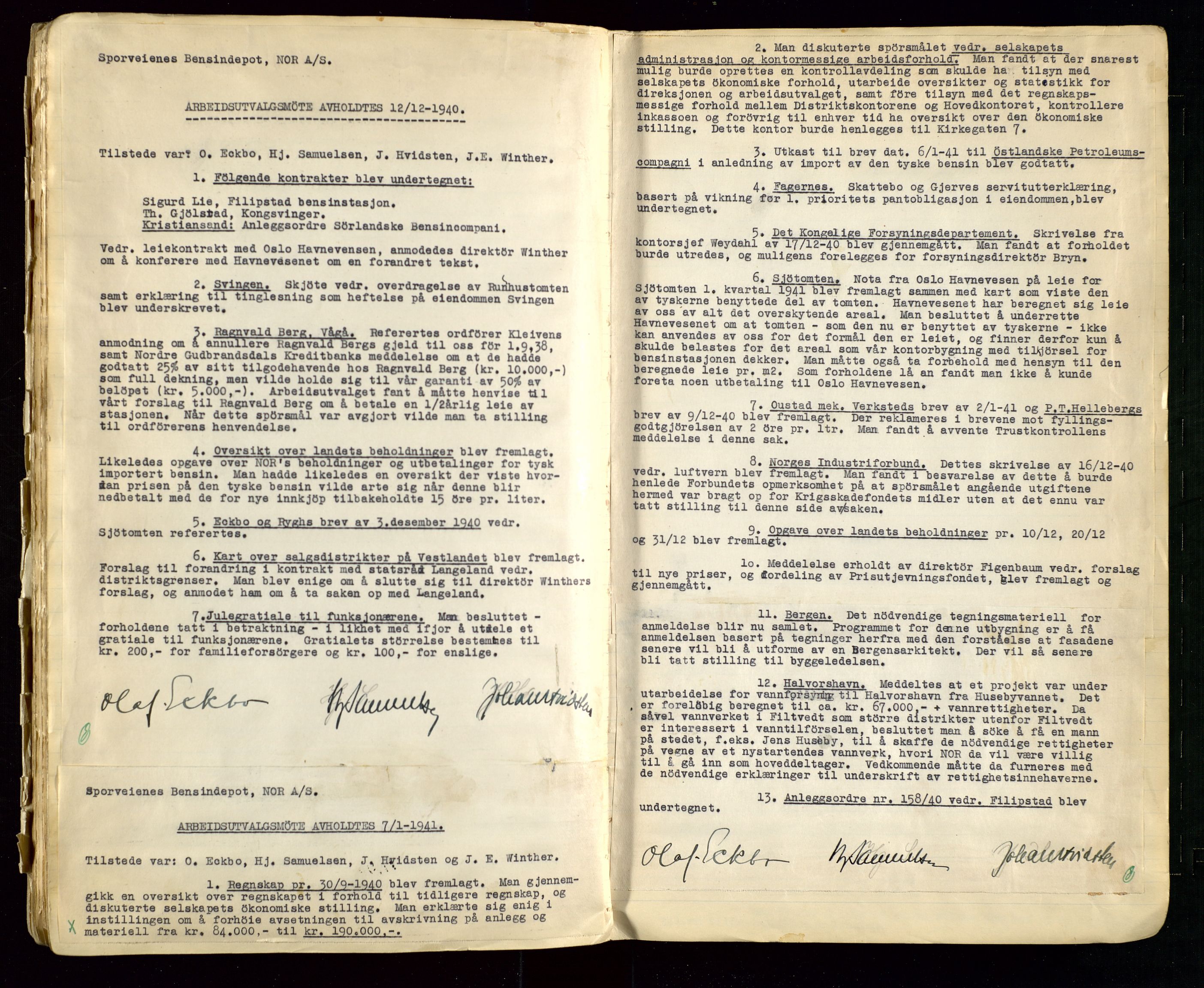 Pa 1514 - Sporveienes Bensindepot, Norsk Oljeraffineri A/S, SAST/A-101919/A/L0002: Forhandlingsprotokoll Arbeidsutvaget, 1932-1946, s. 103